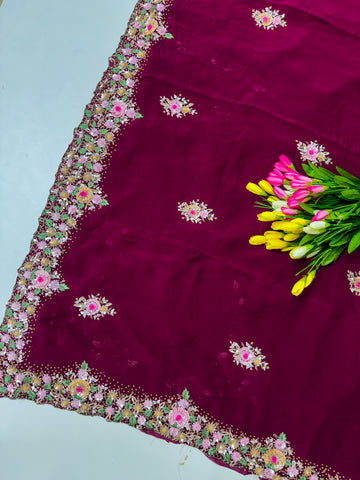 Complete Hand made work saree