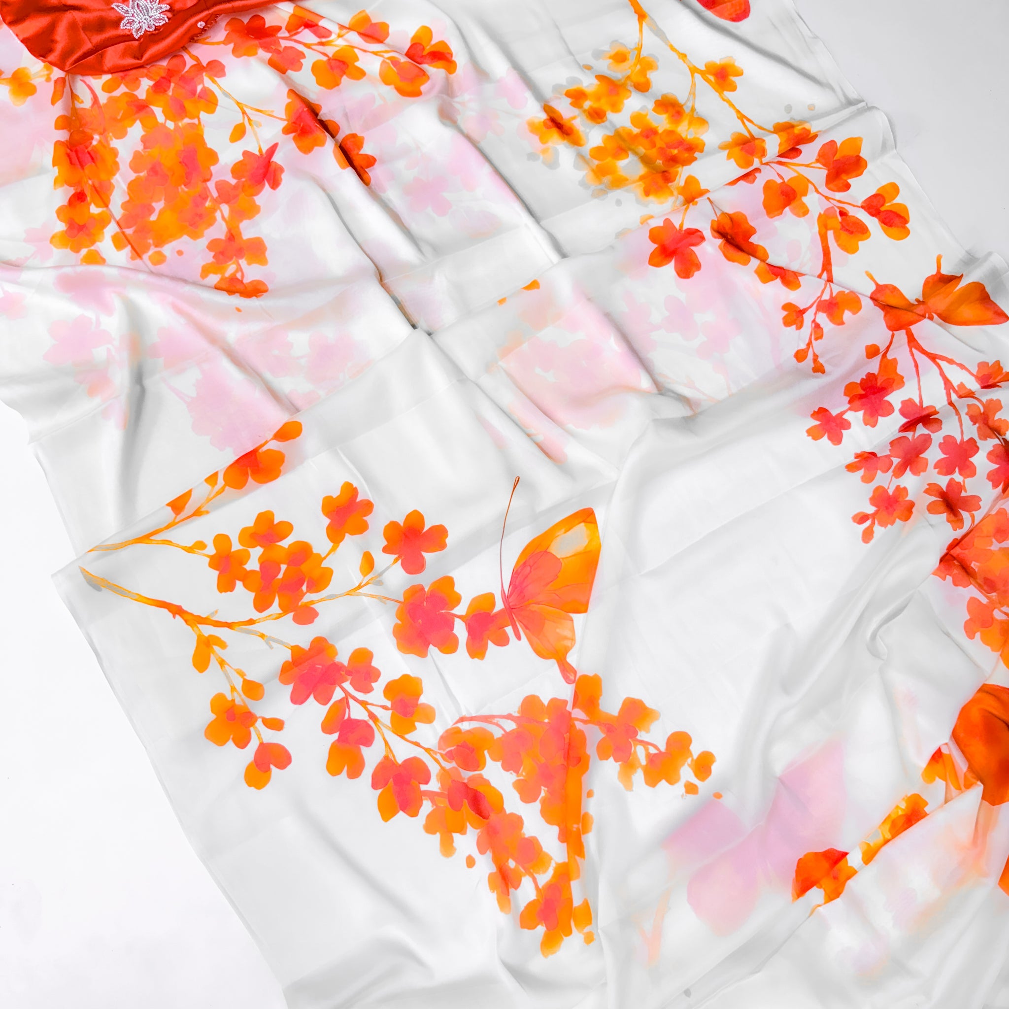 Trendy Orange Saree