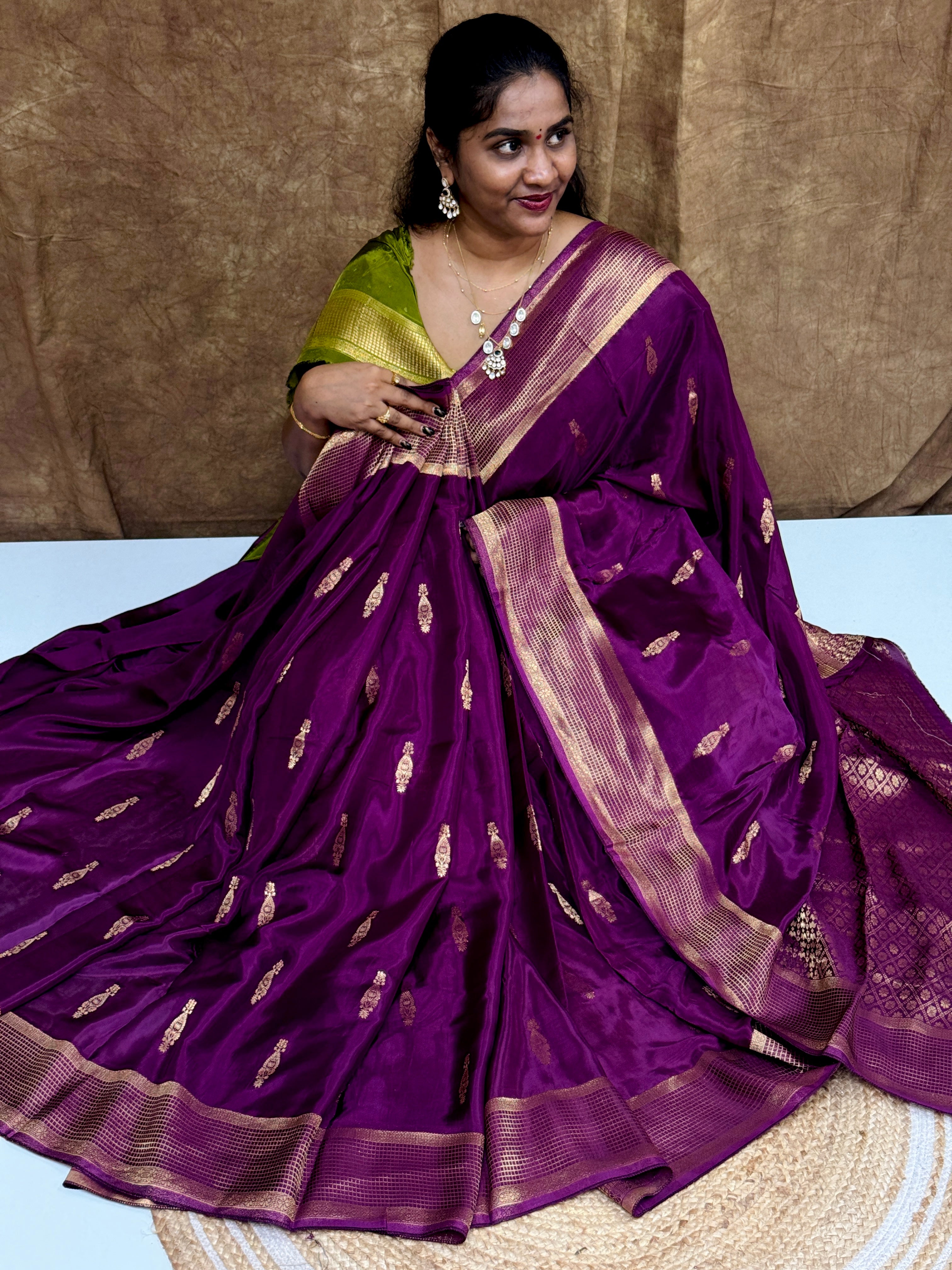 Pure Chinon Crape Silk Saree