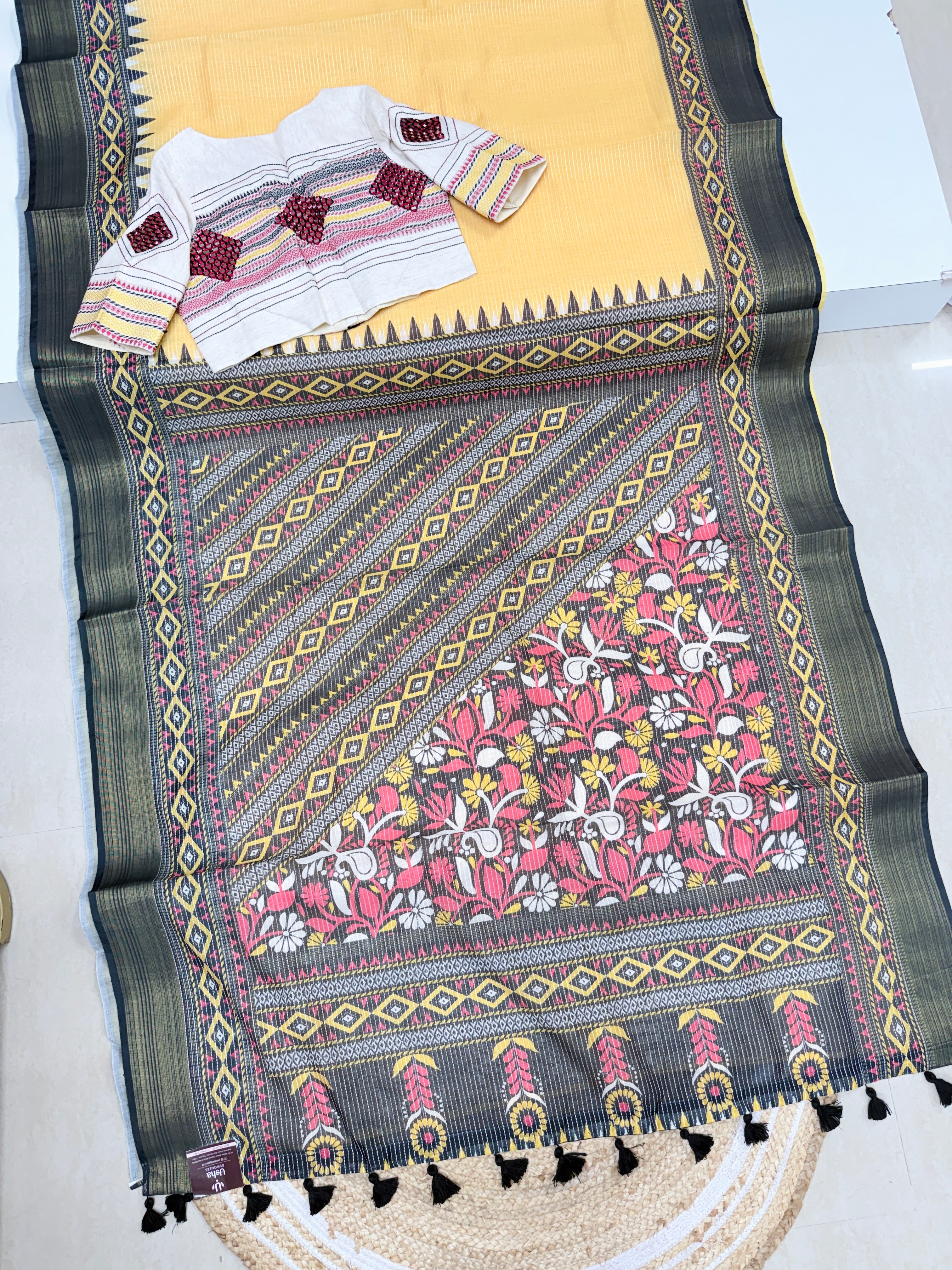 Kadhi Lenin Saree with adjustable blouse (S To XL)