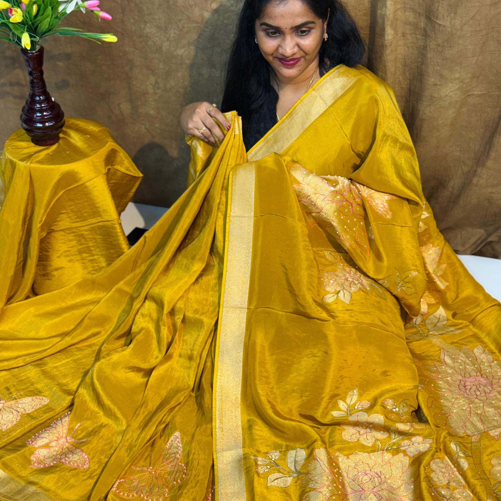 Pure Georgette Tissue Saree