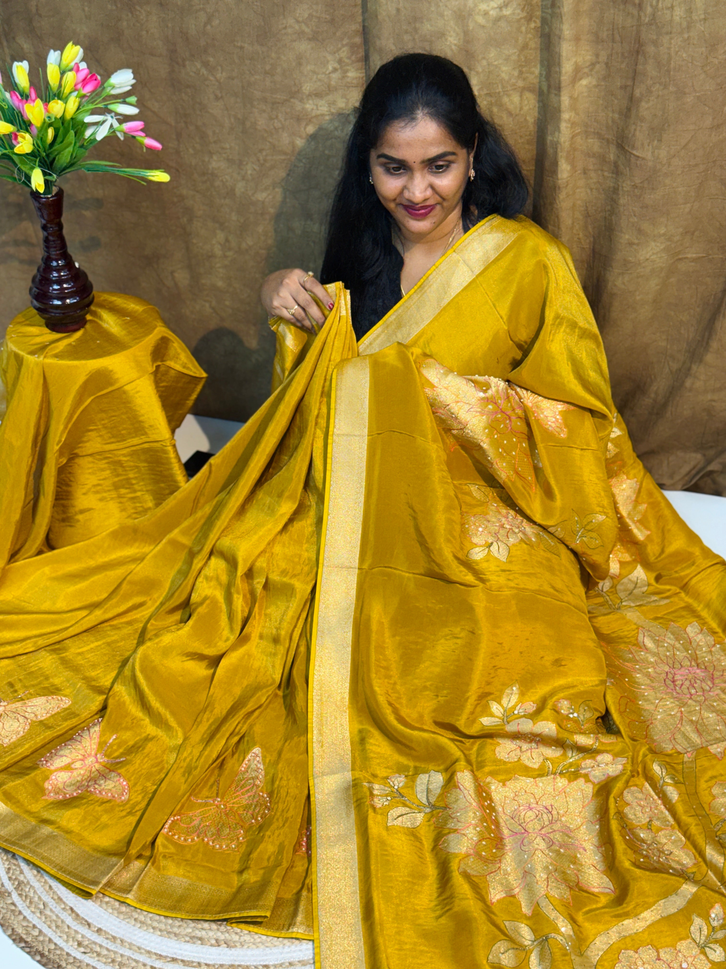 Pure Georgette Tissue Saree