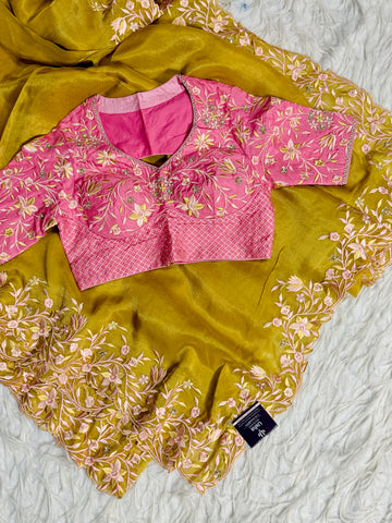 Pure Georgette Tissue Saree