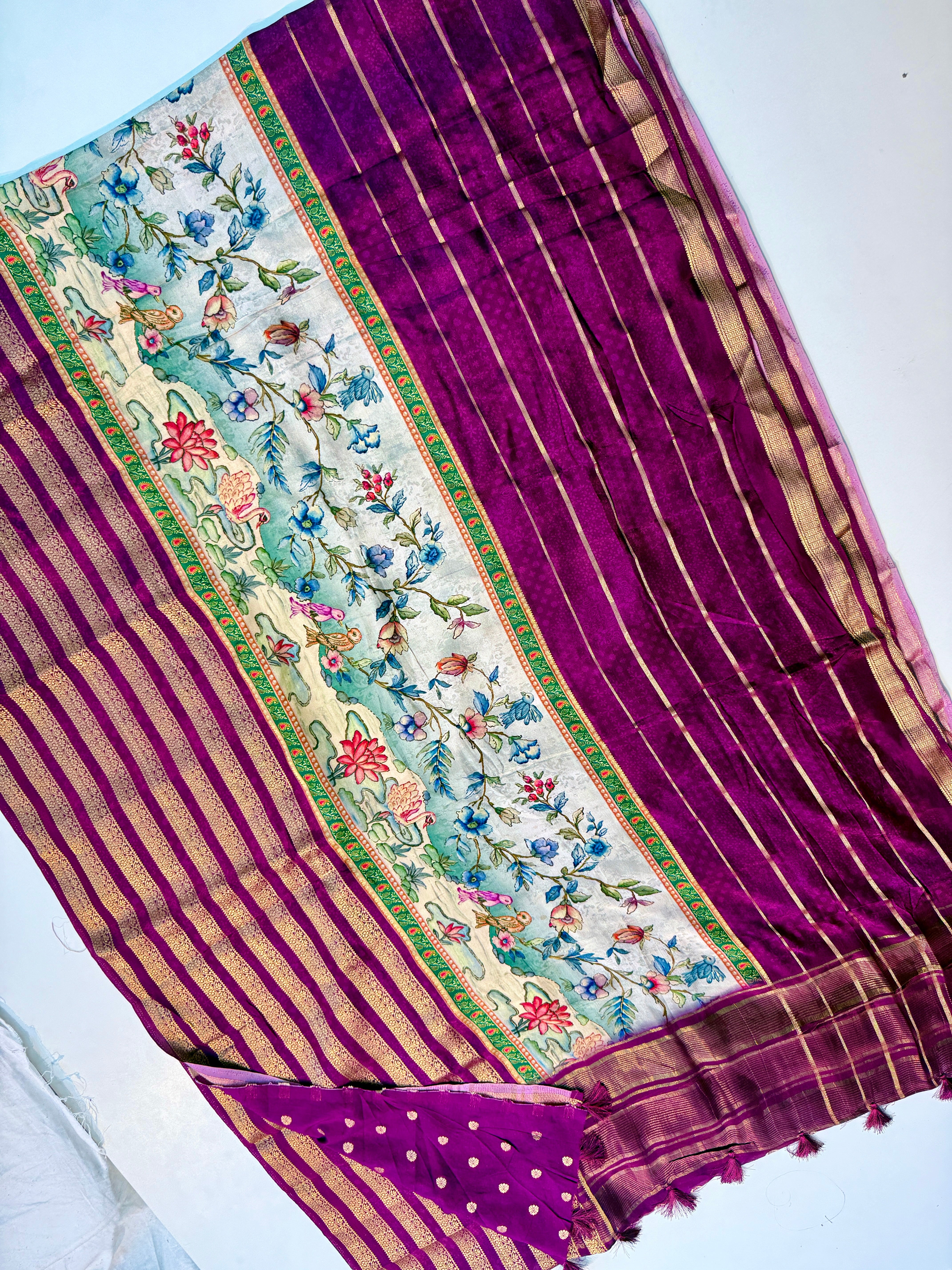 Mysorecrape middle design sarees