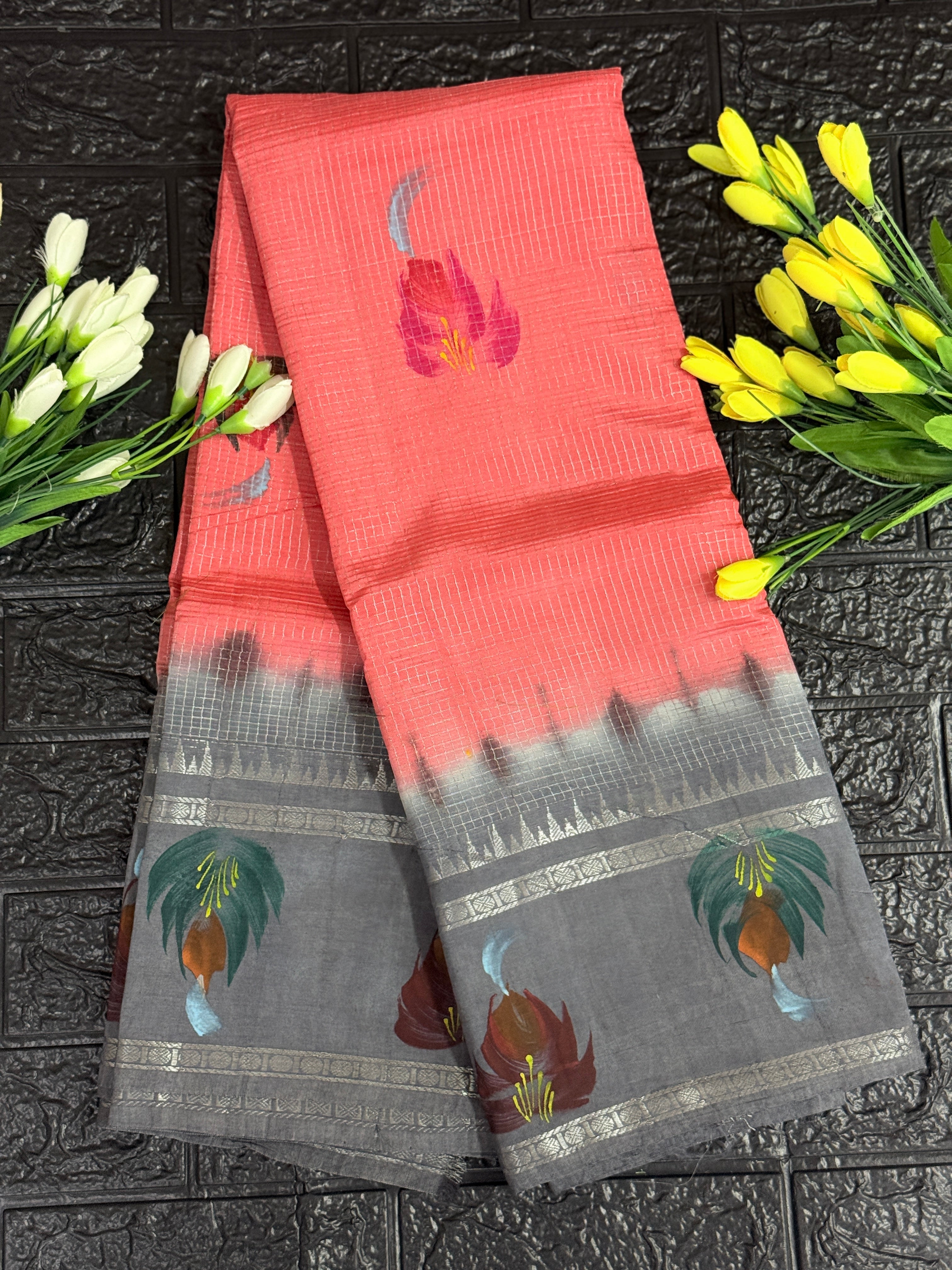 Mangalagiri Handloom With Hand Painted Saree
