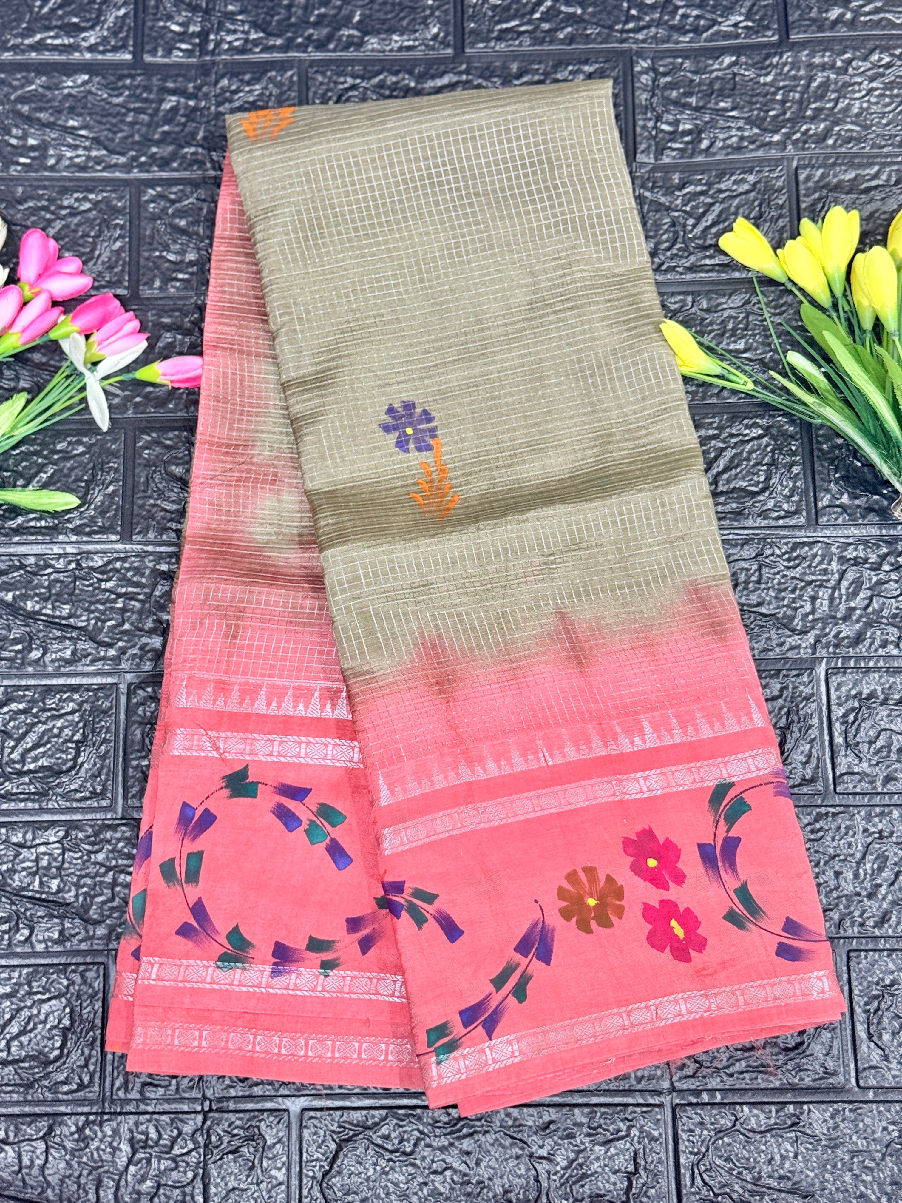 Mangalagiri Handloom With Hand Painted Saree