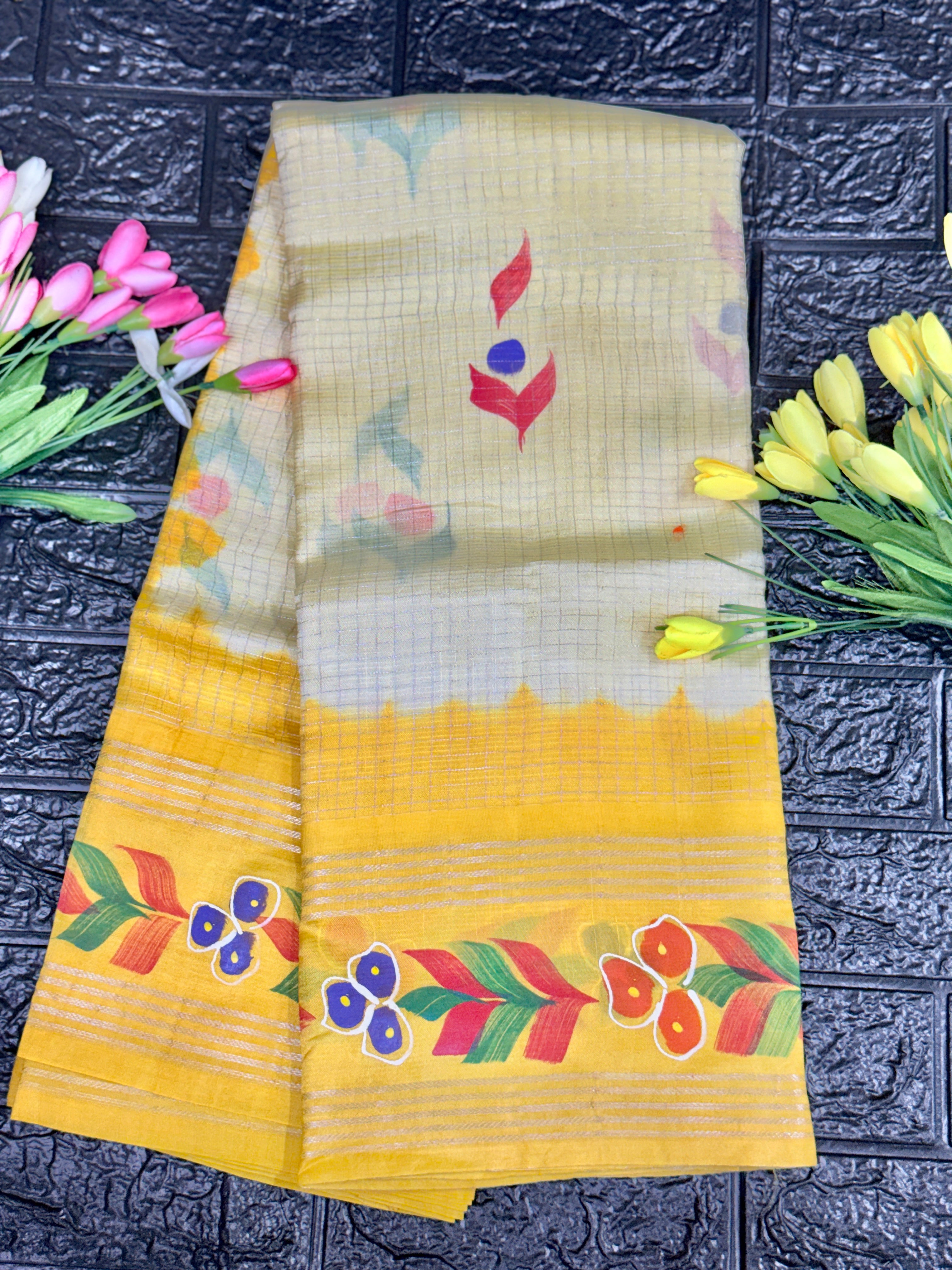 Mangalagiri Handloom With Hand Painted Saree