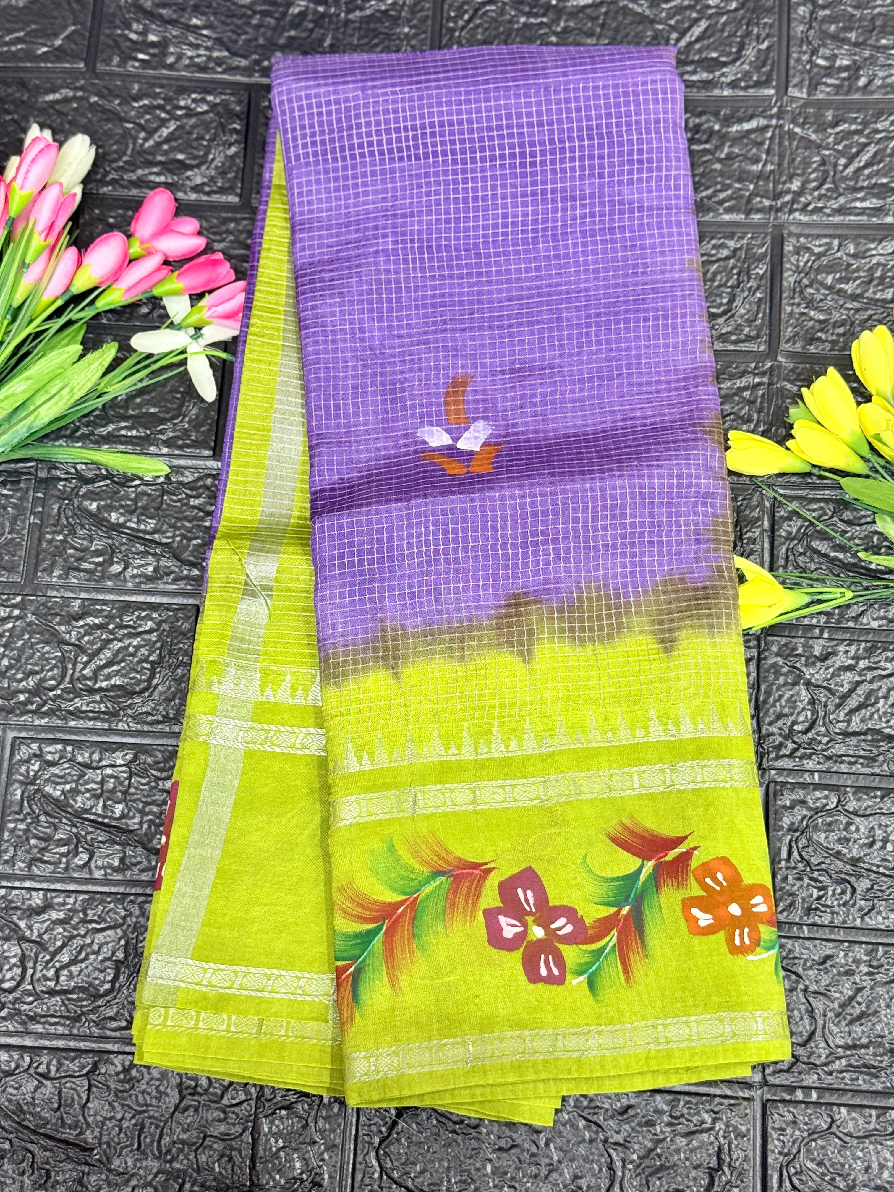 Mangalagiri Handloom With Hand Painted Saree
