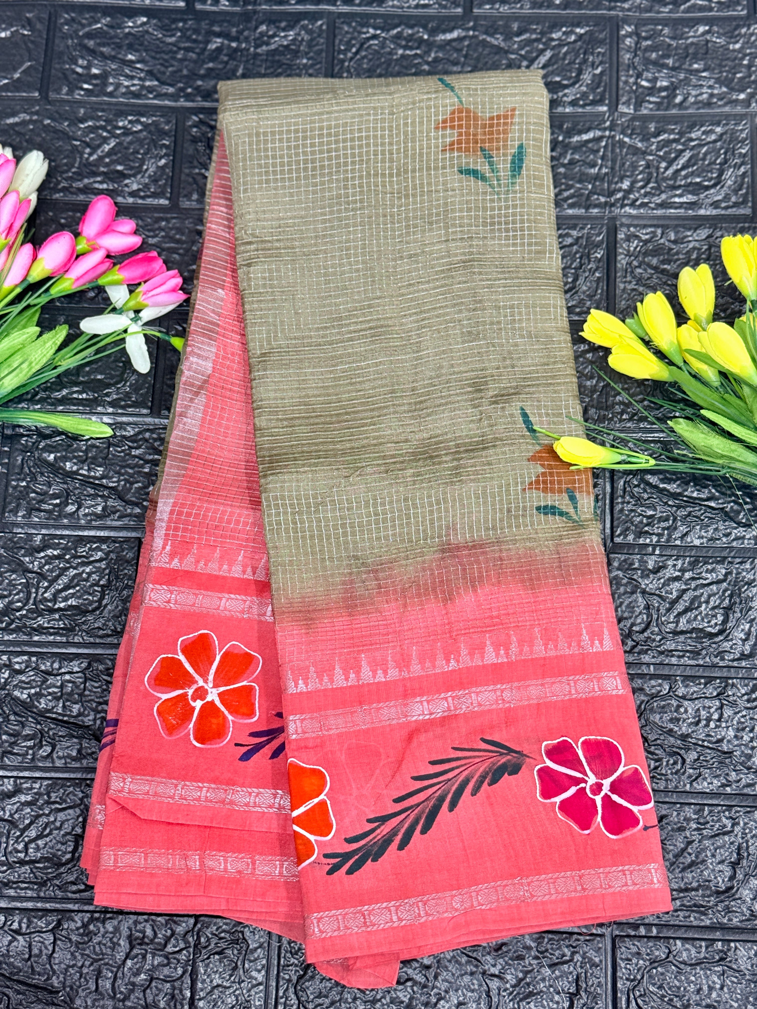 Mangalagiri Handloom With Hand Painted Saree