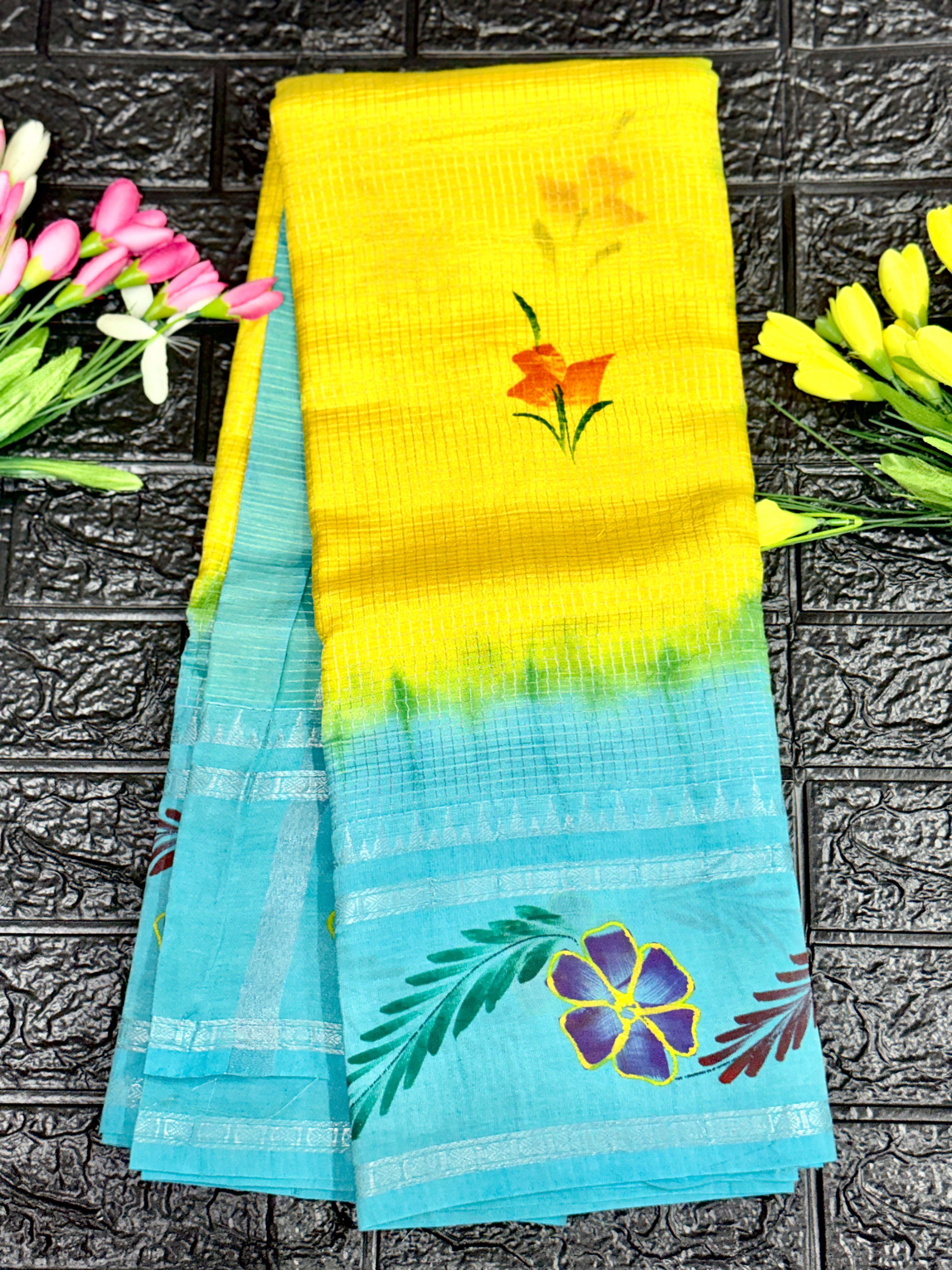 Mangalagiri Handloom With Hand Painted Saree