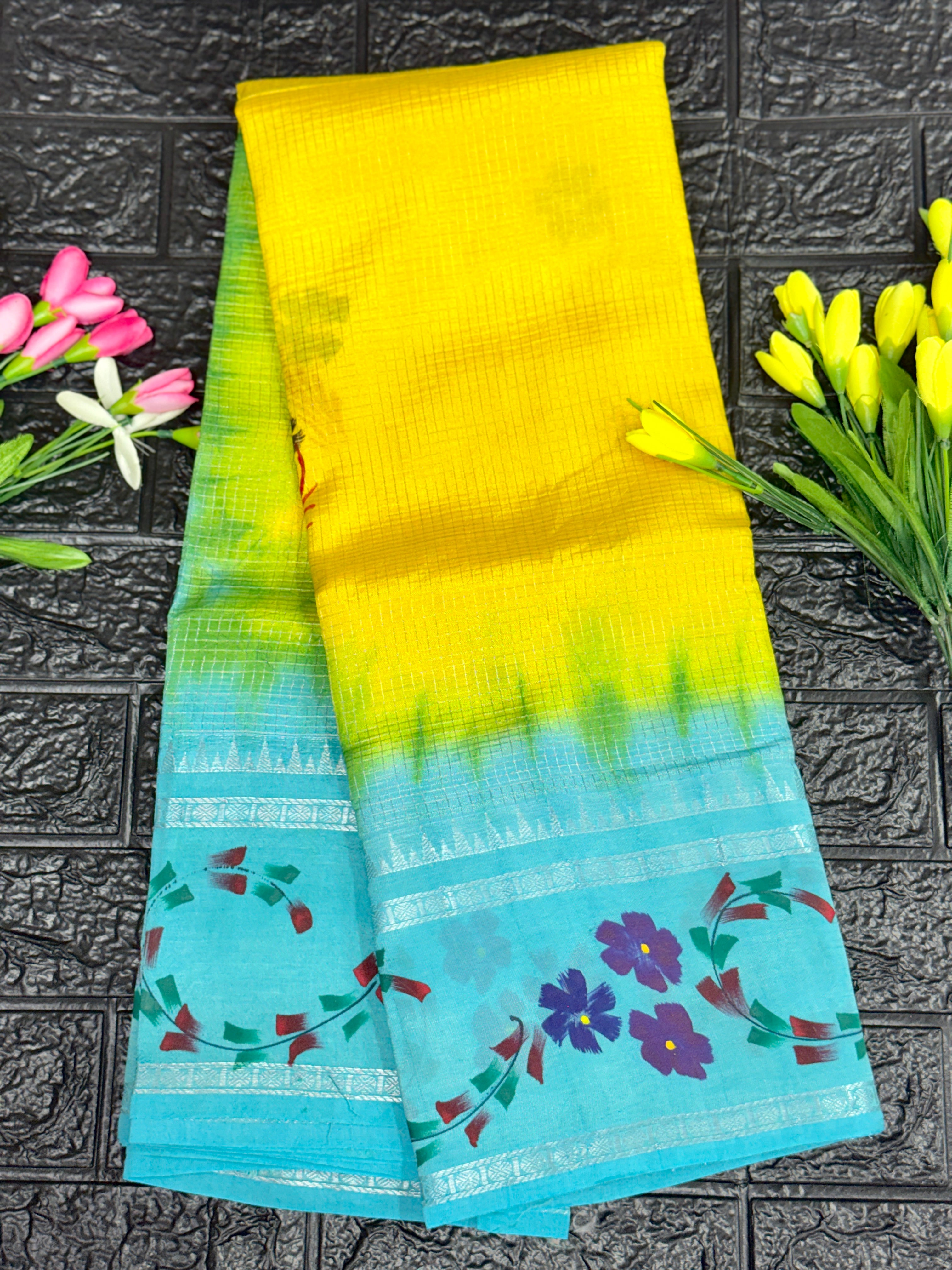 Mangalagiri Handloom With Hand Painted Saree