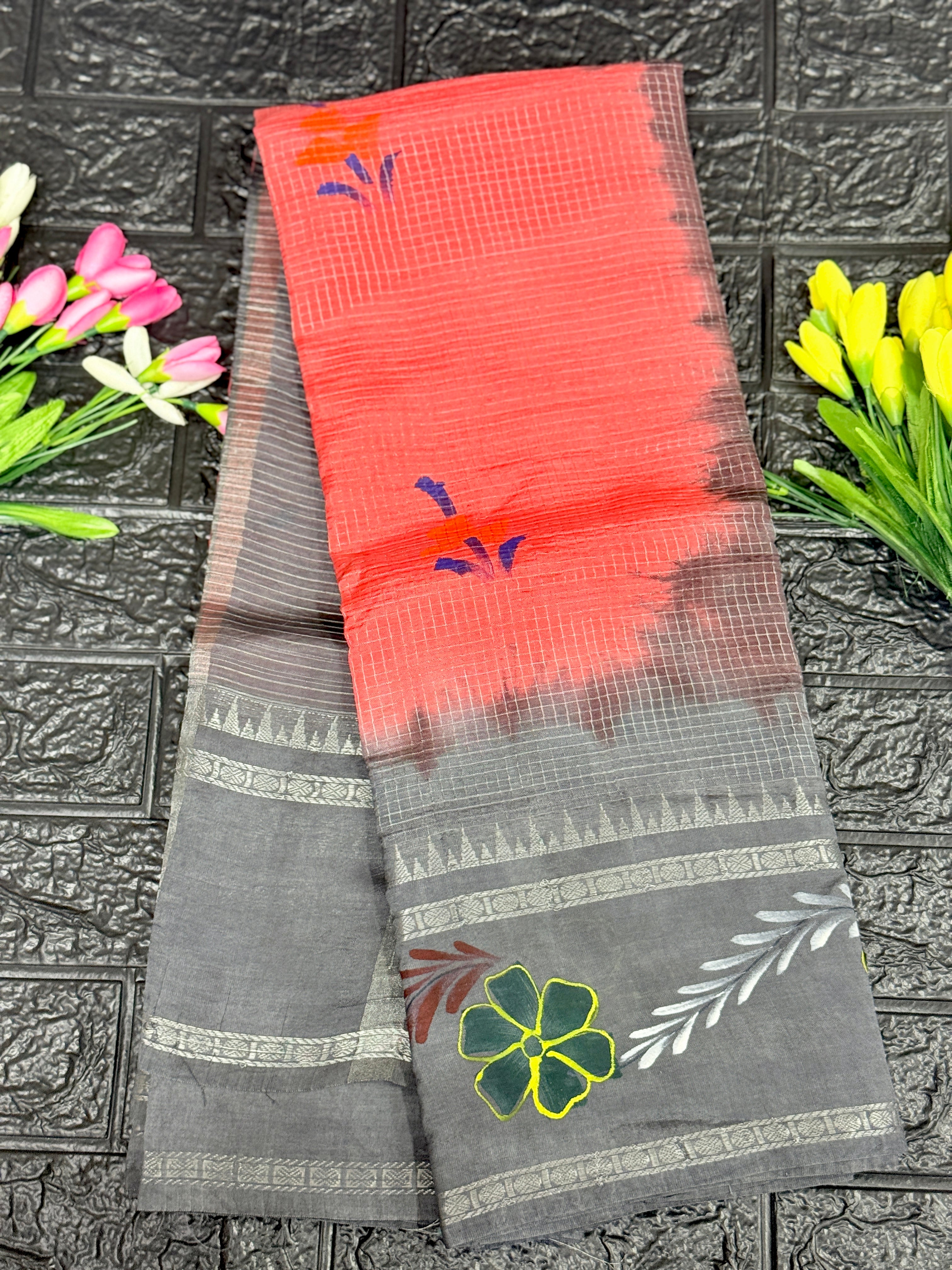 Mangalagiri Handloom With Hand Painted Saree