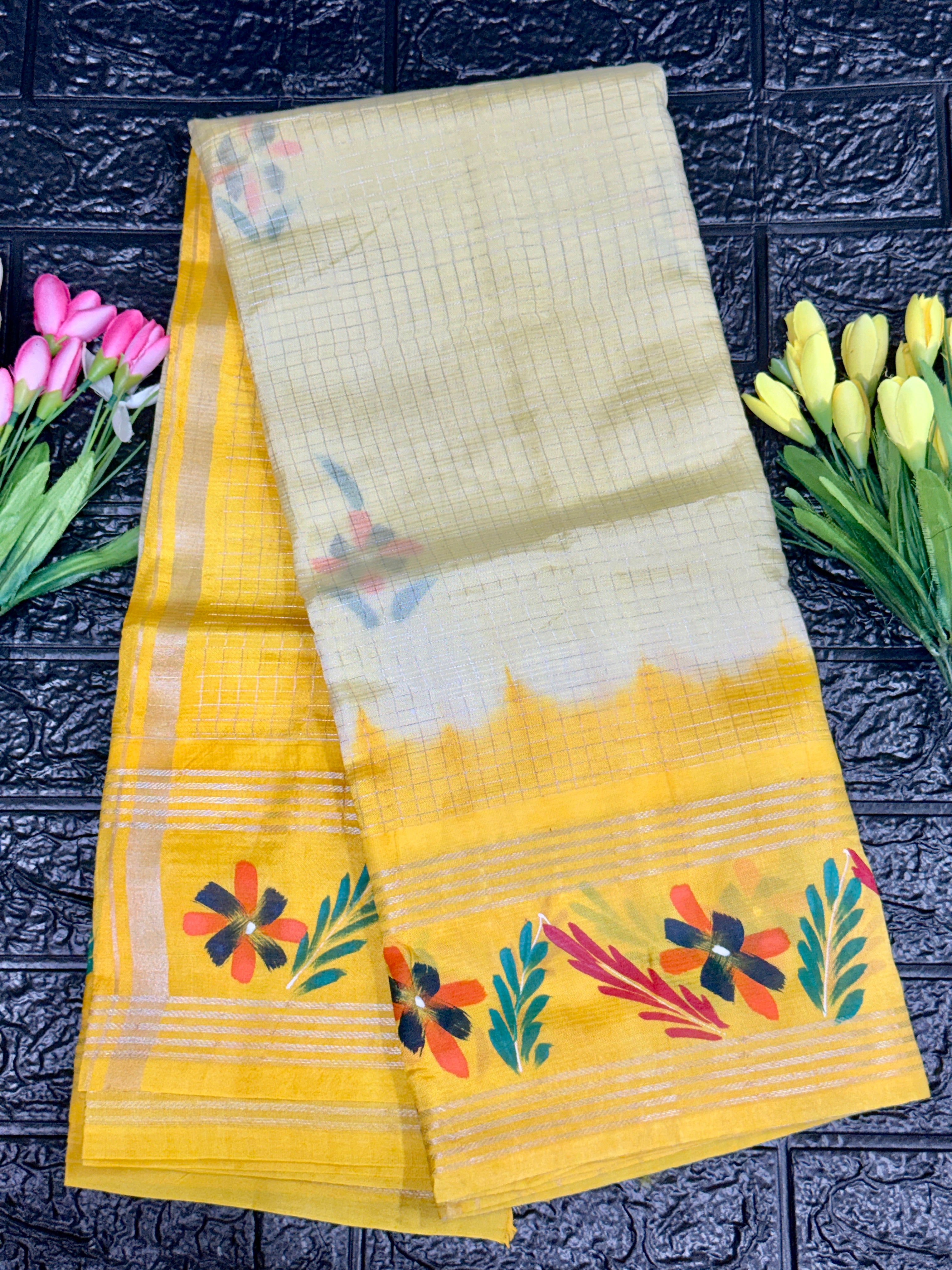 Mangalagiri Handloom With Hand Painted Saree