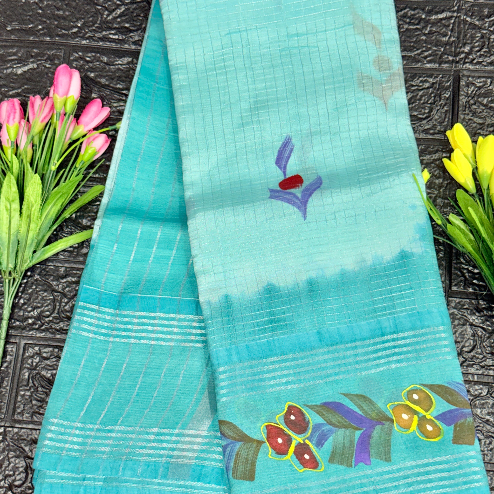 Mangalagiri Handloom With Hand Painted Saree