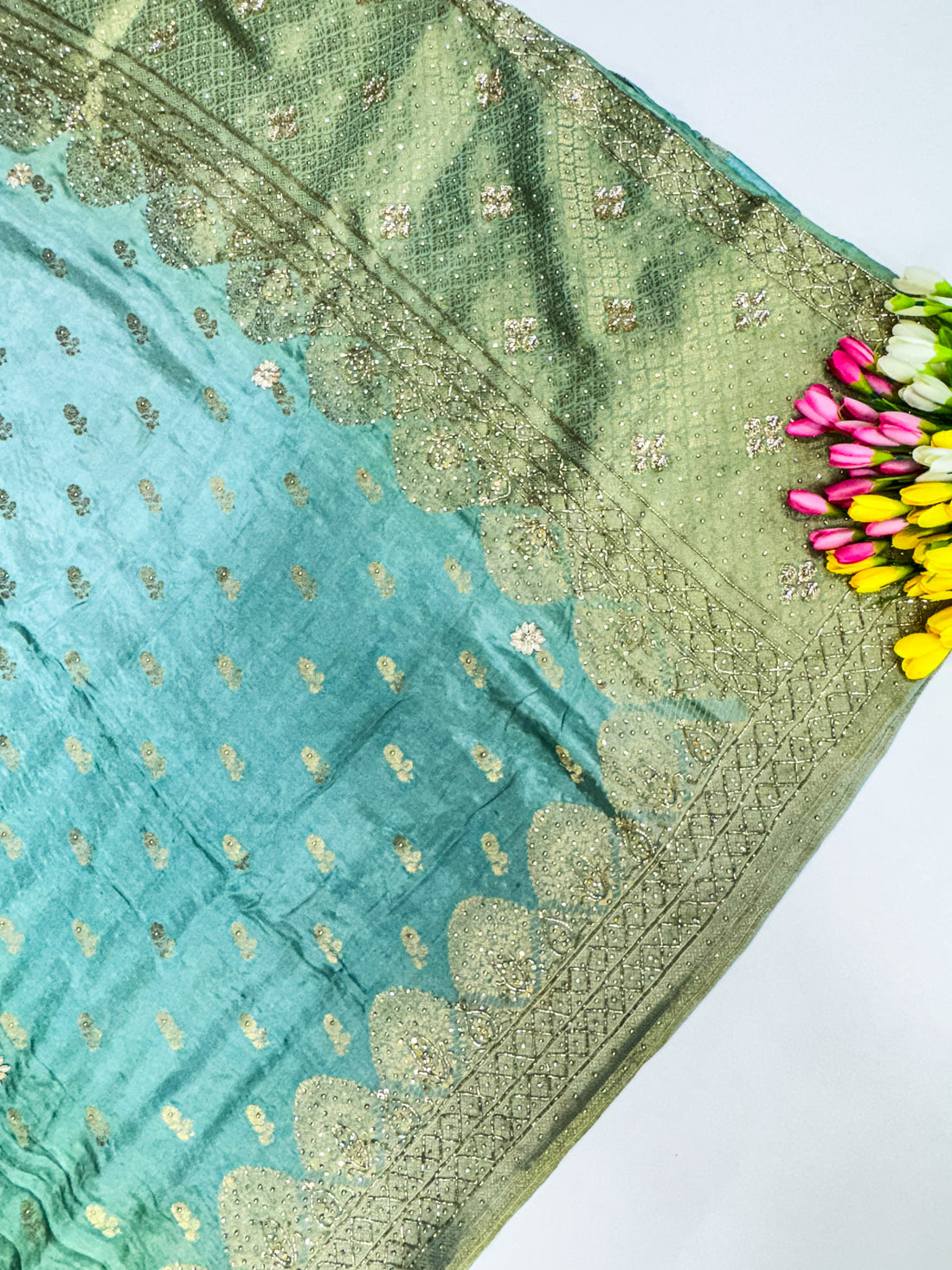 Pure satin benarasi with maggam work saree