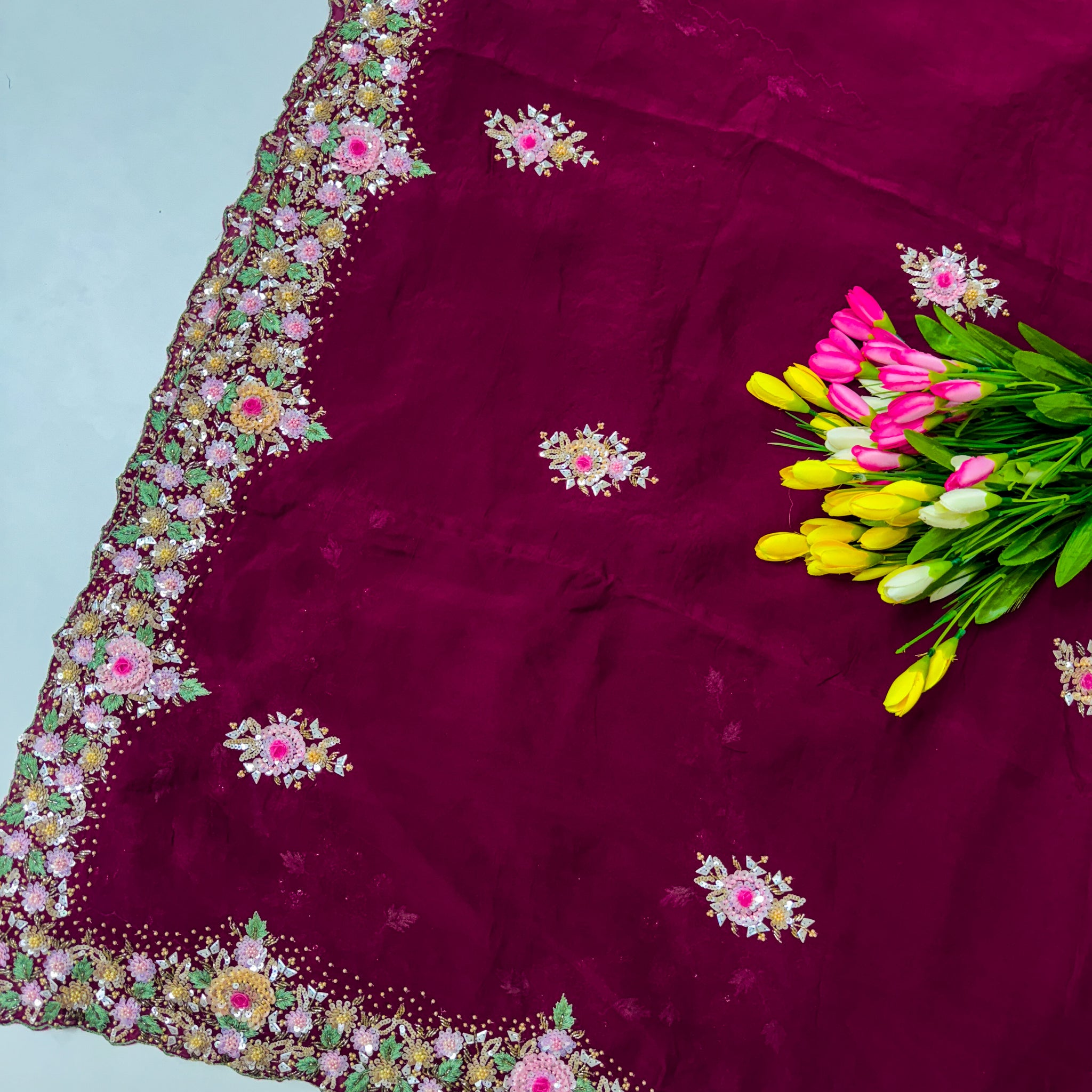 Complete Hand made work saree