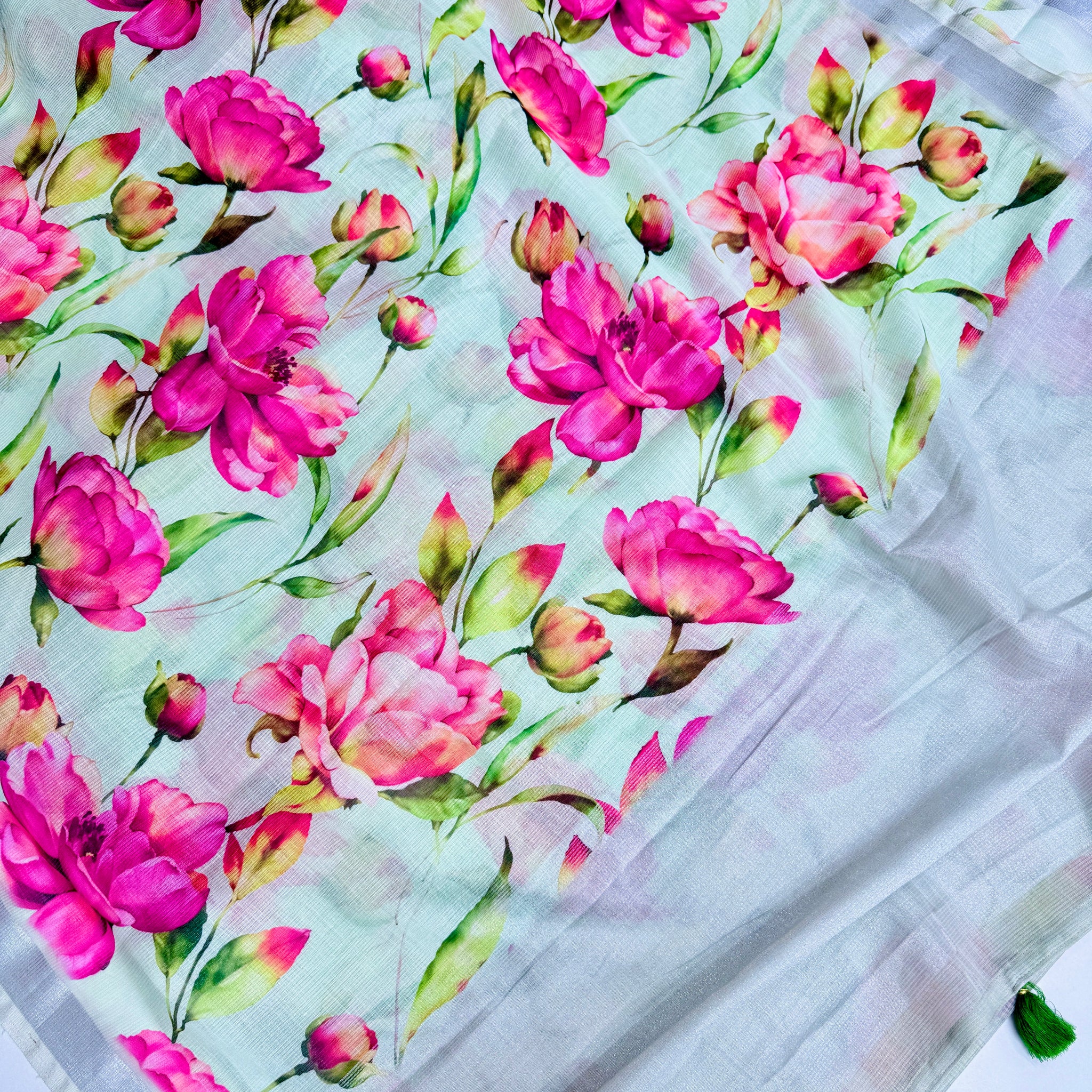 cotton lenin saree