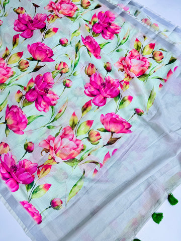cotton lenin saree