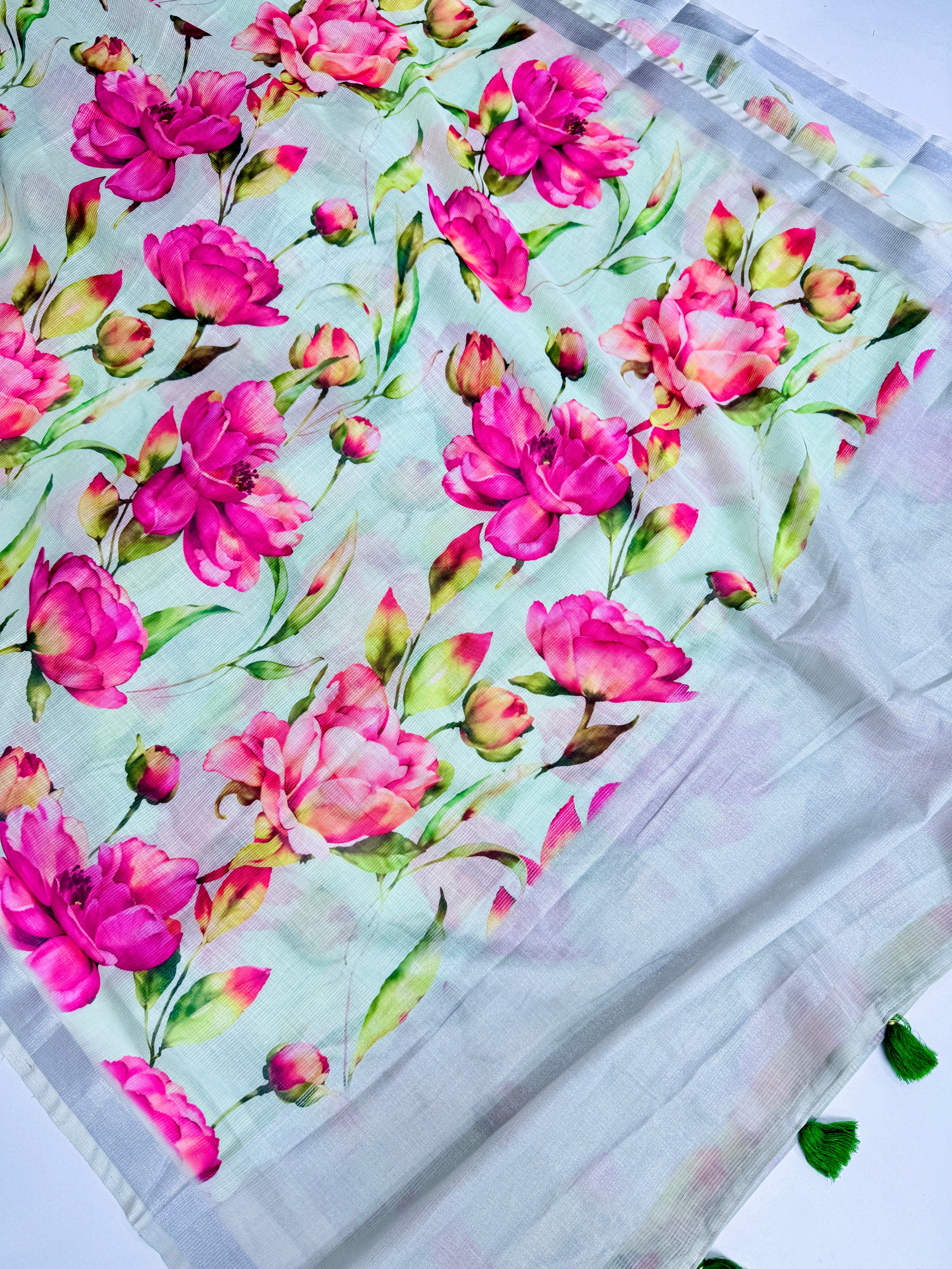 cotton lenin saree