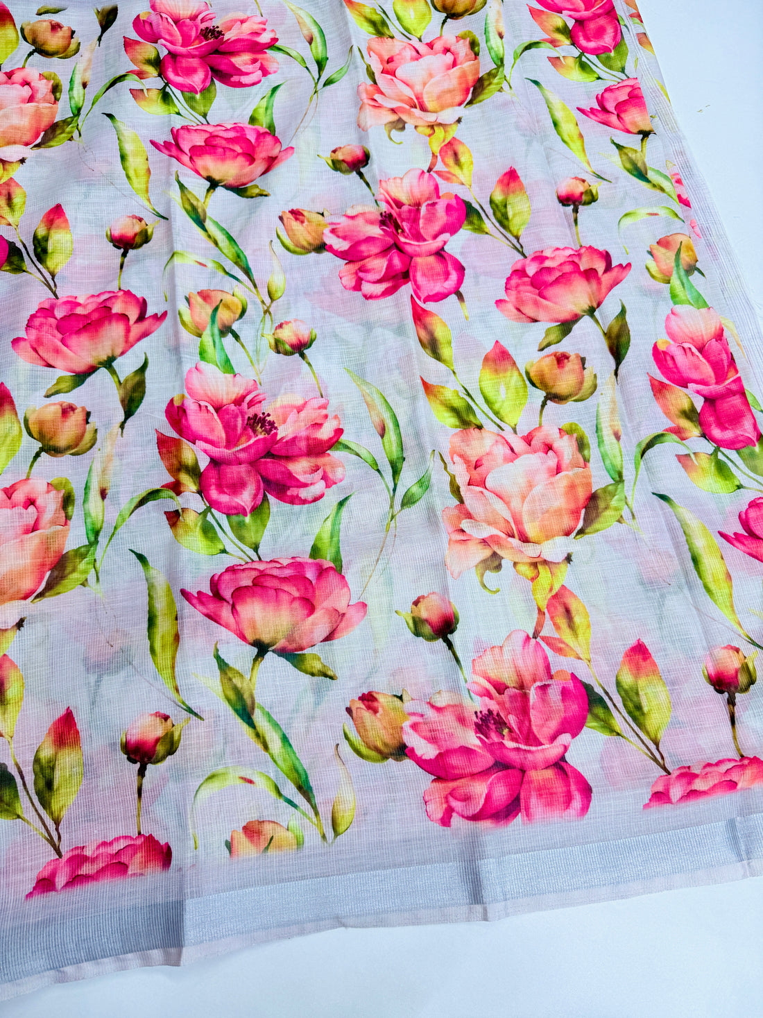 cotton lenin saree