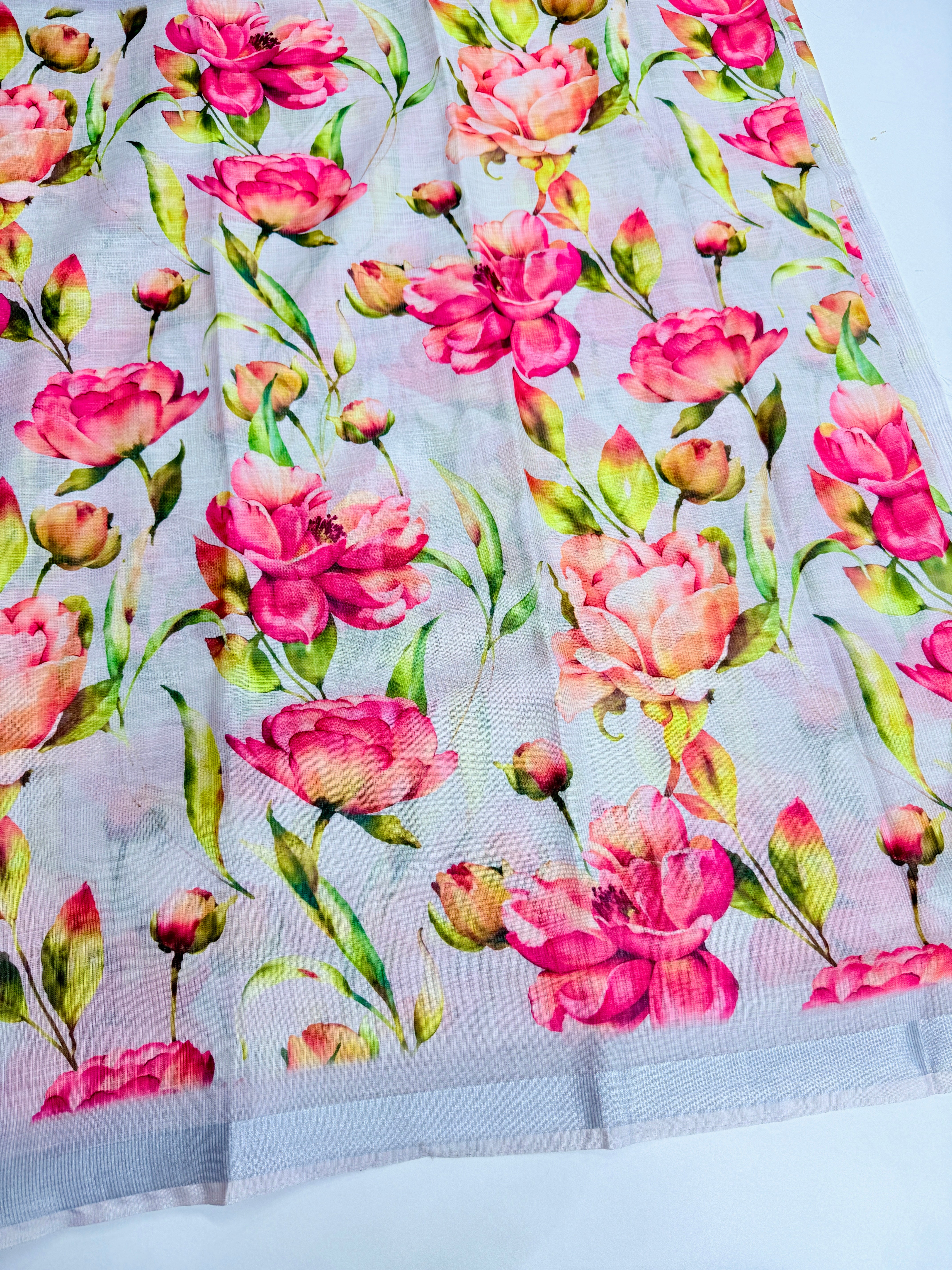 cotton lenin saree
