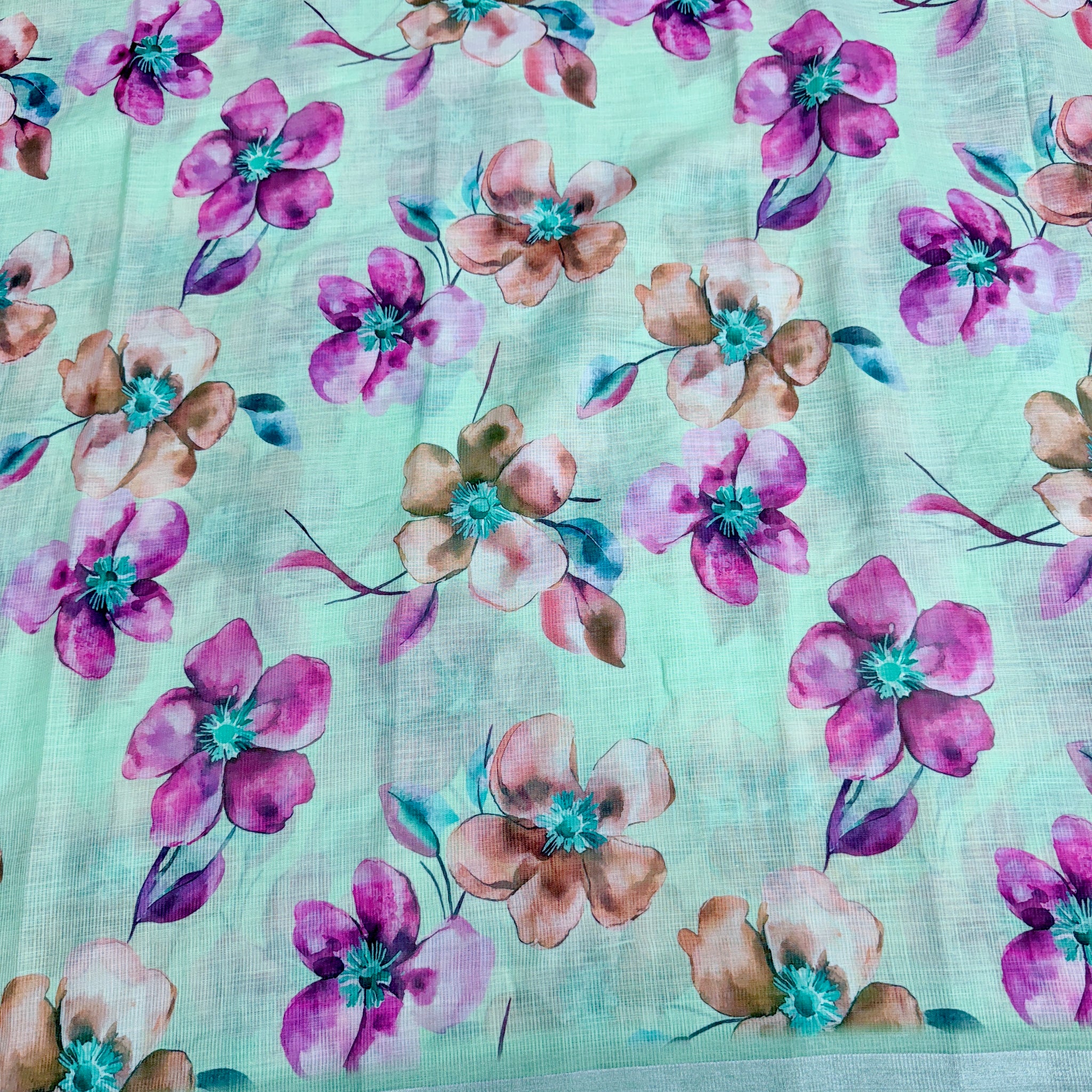 cotton lenin saree