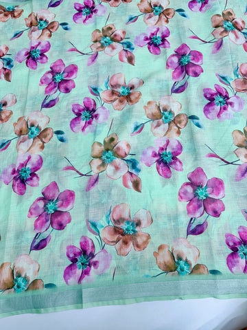 cotton lenin saree