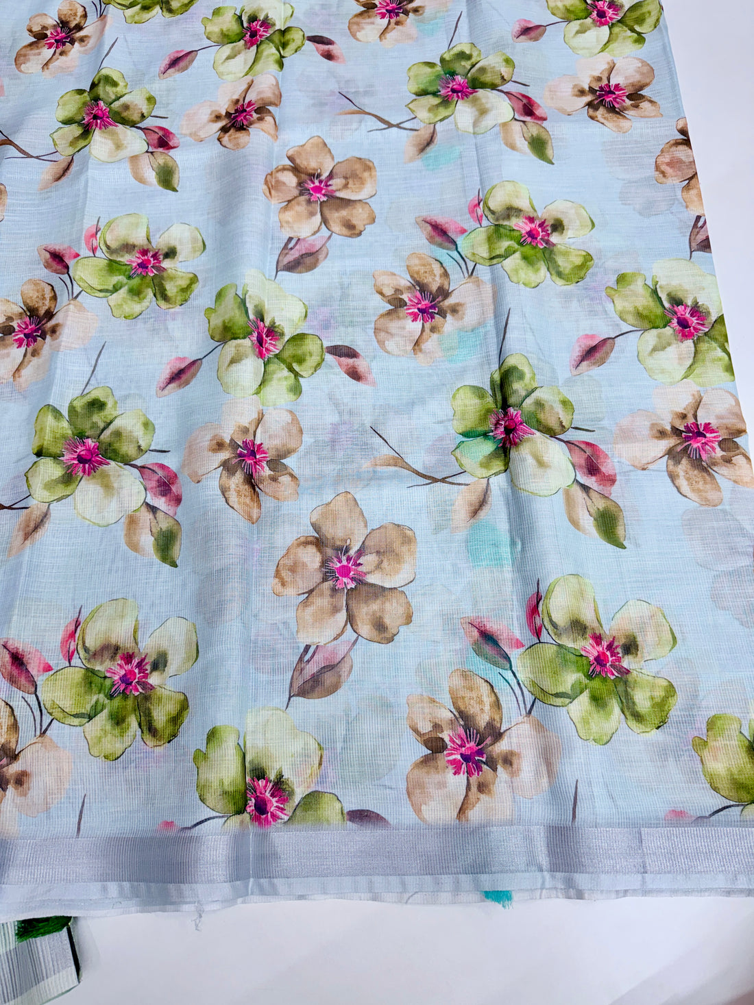 cotton lenin saree