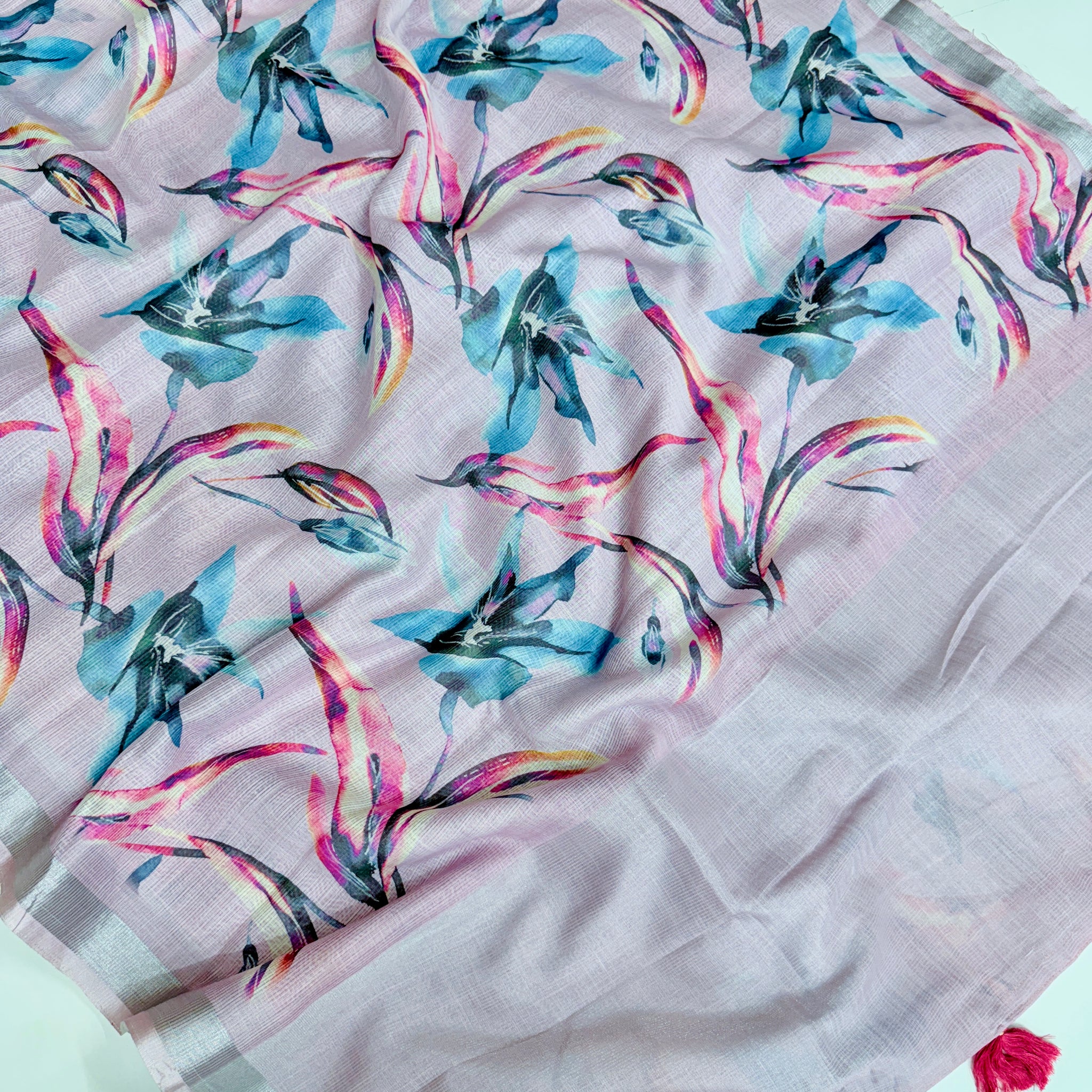 cotton lenin saree