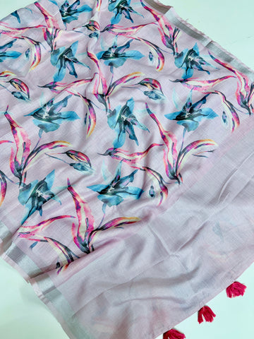 cotton lenin saree