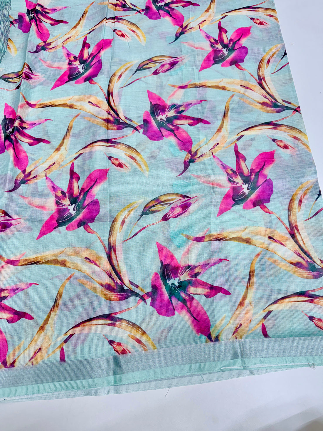 cotton lenin saree