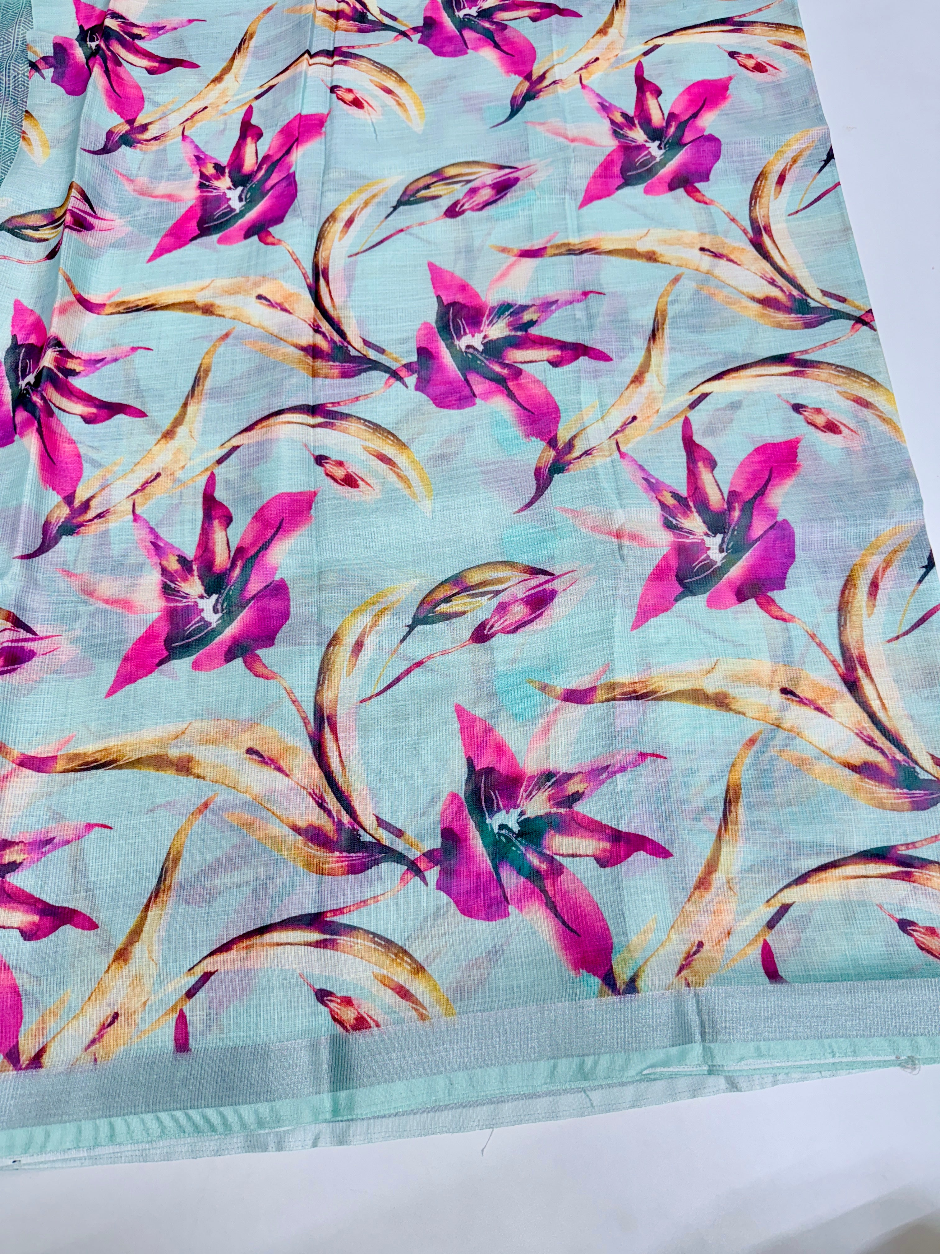cotton lenin saree