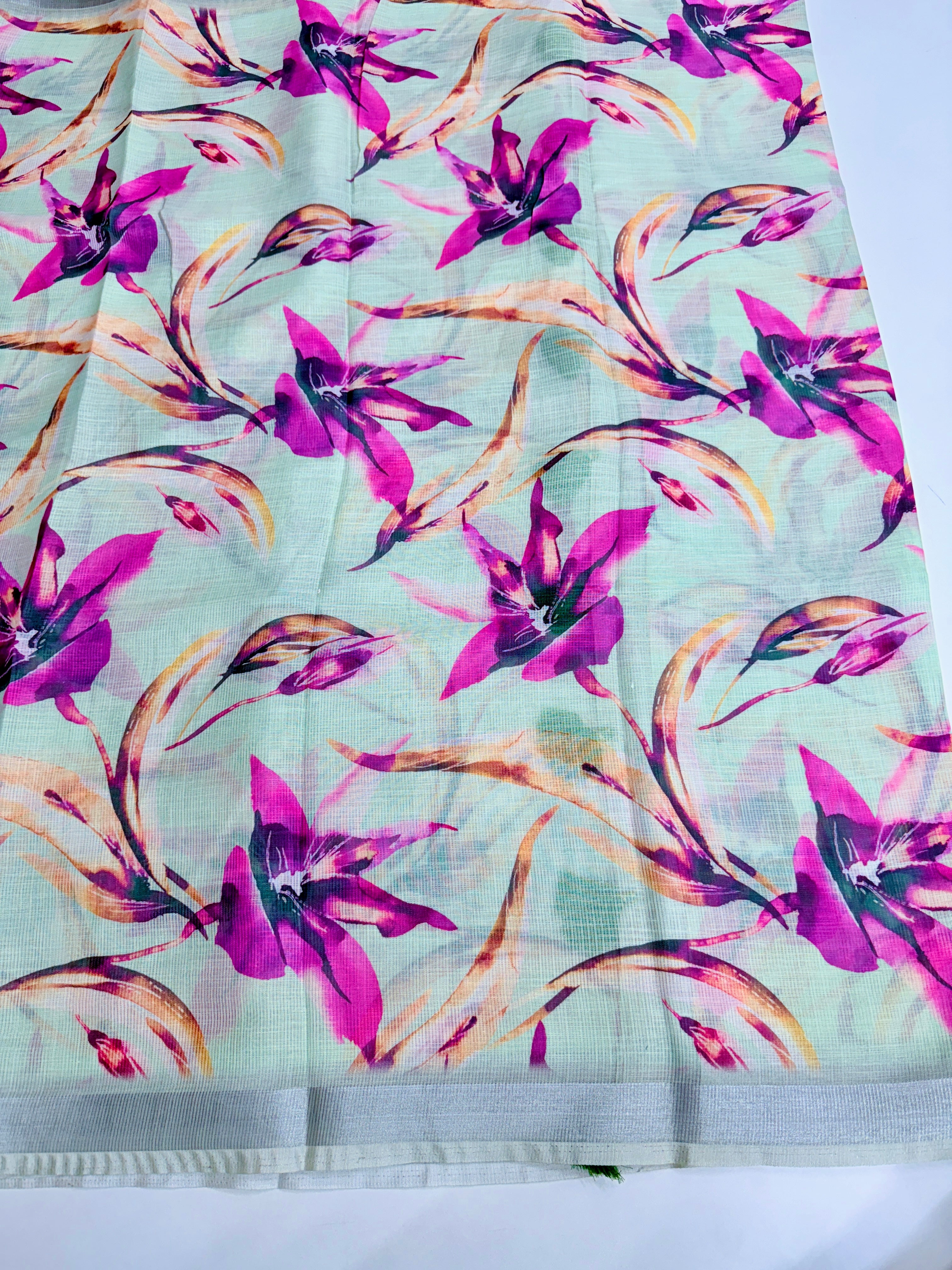 cotton lenin saree