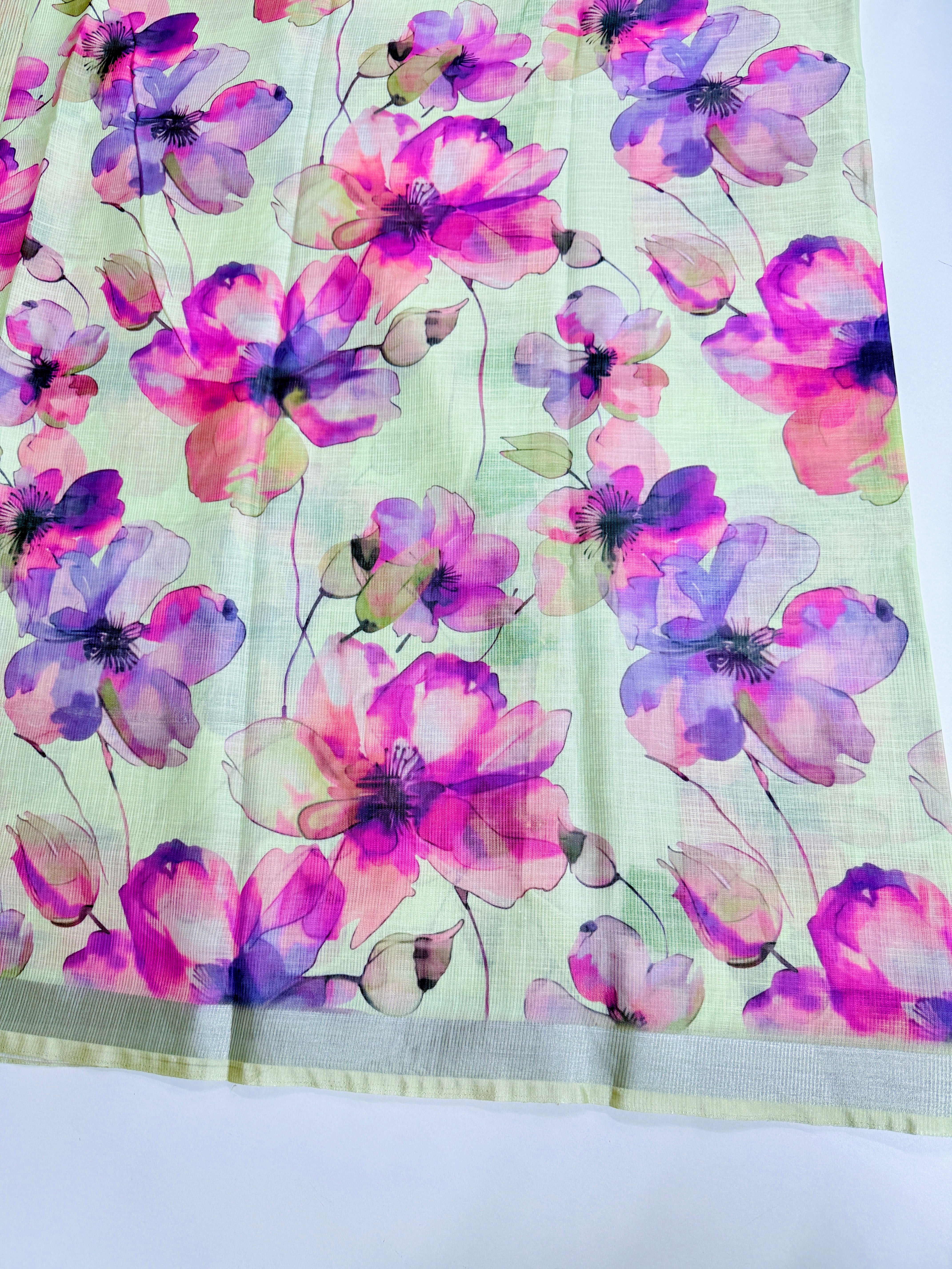 cotton lenin saree