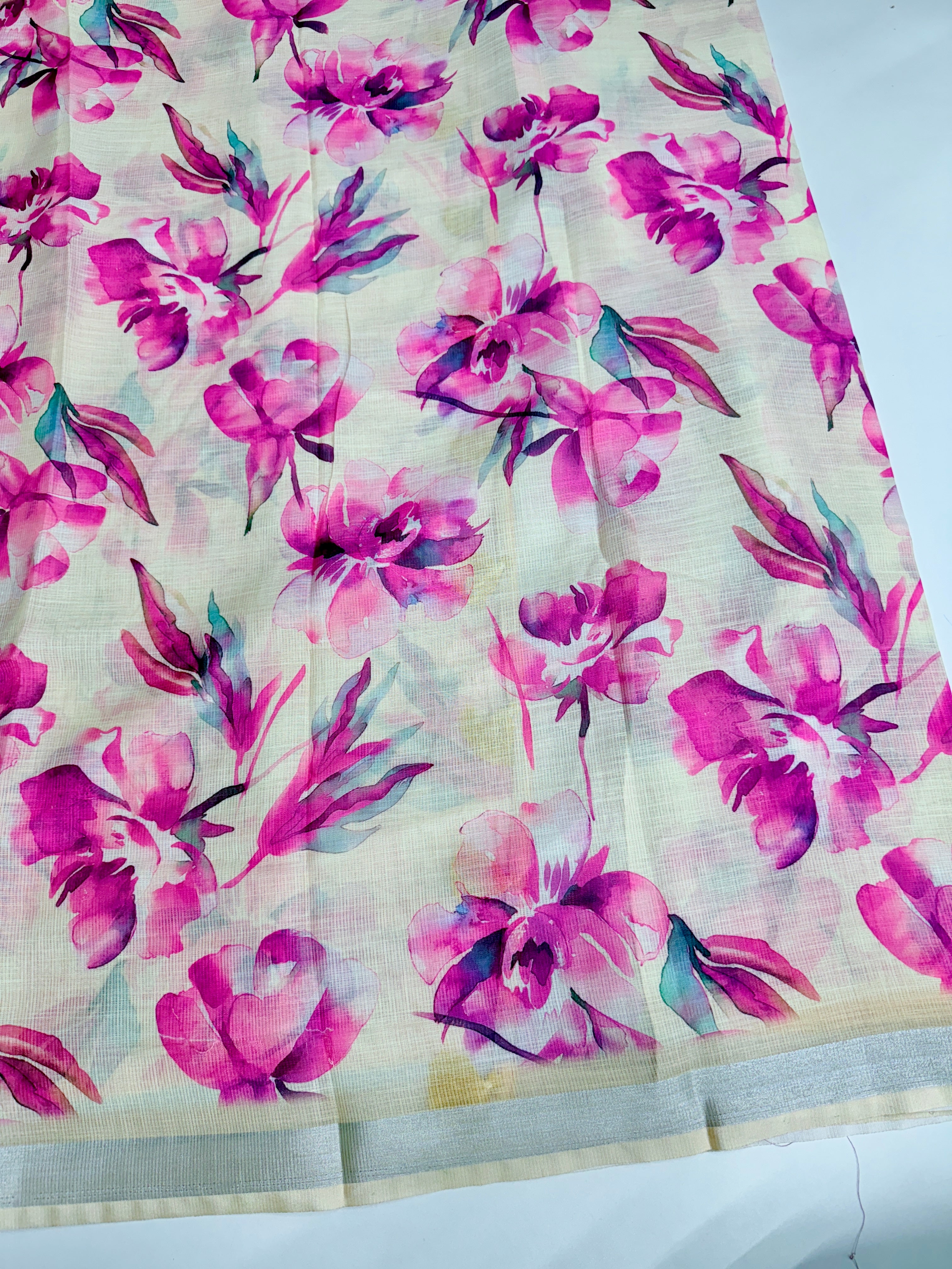 cotton lenin saree