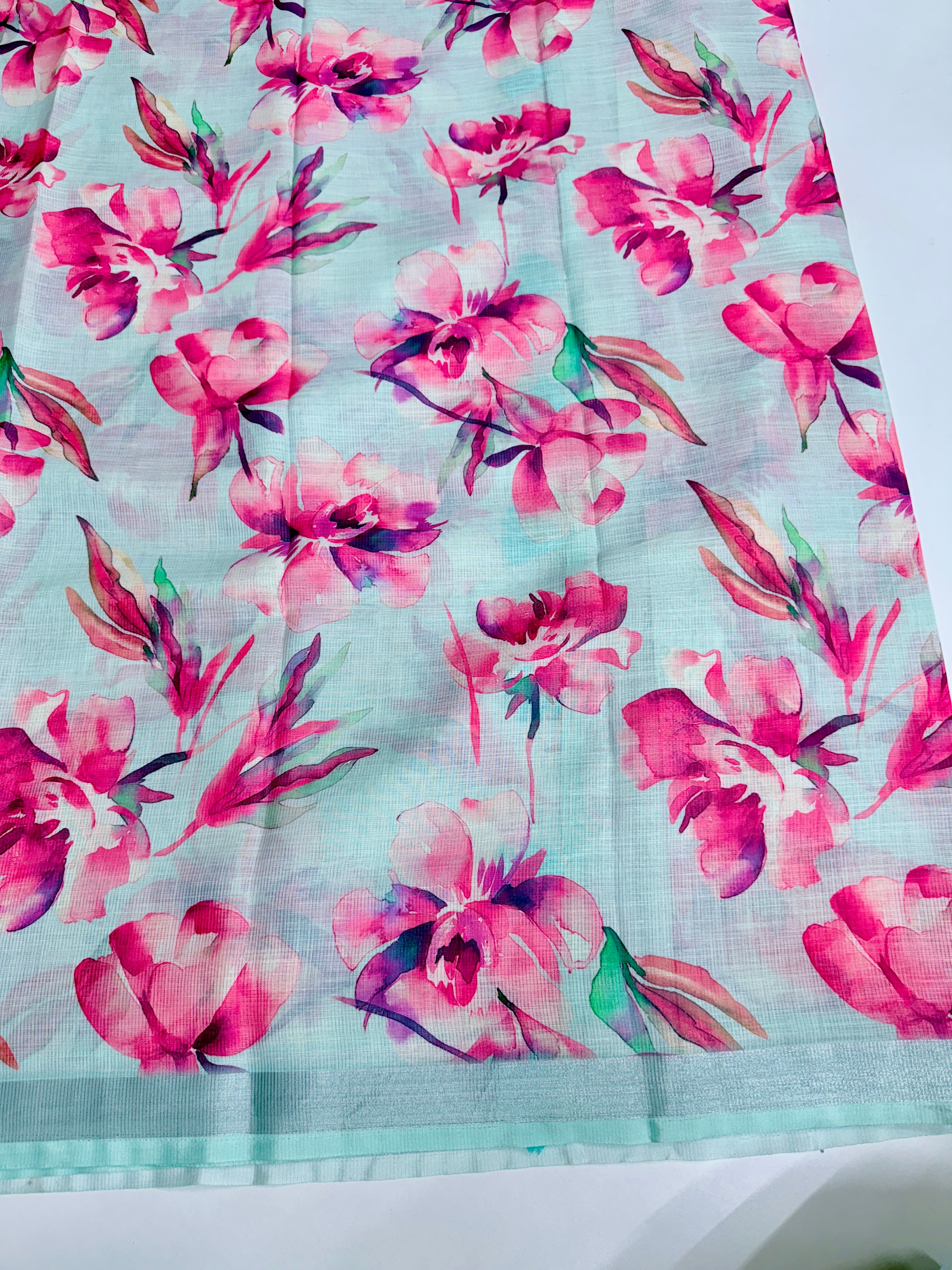 cotton lenin saree