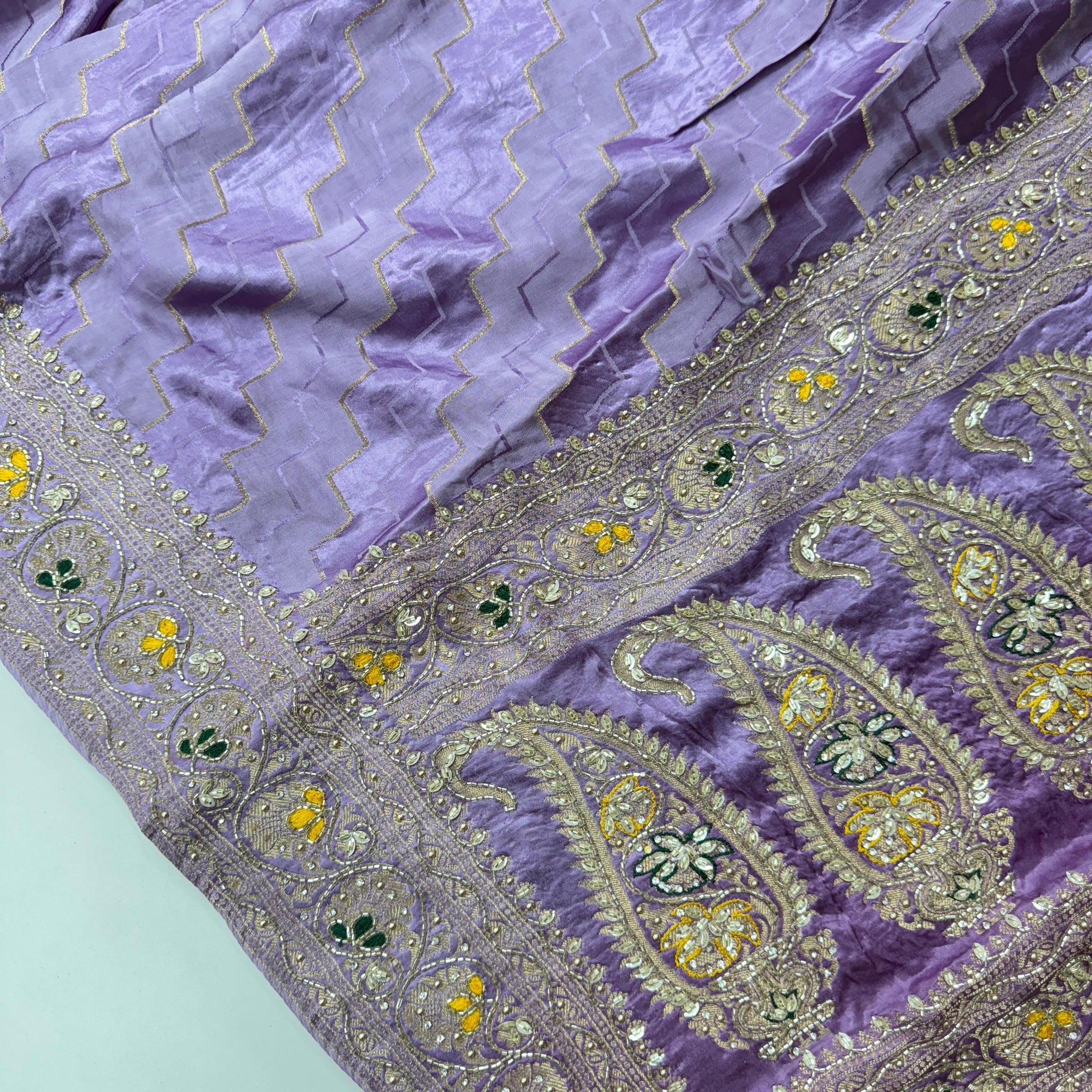 Pure satin benarasi with maggam work saree