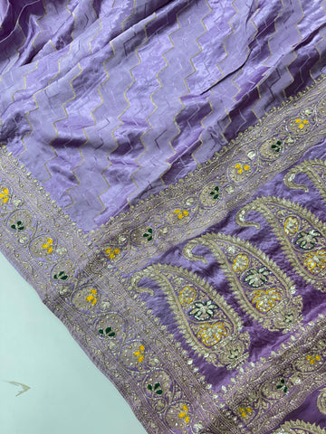 Pure satin benarasi with maggam work saree