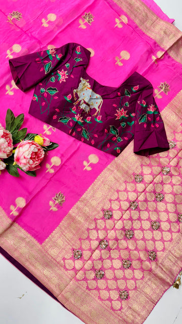Saree with redymade blouse ( double blose )