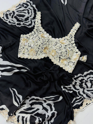 Cocktail saree ( ready made blouse)