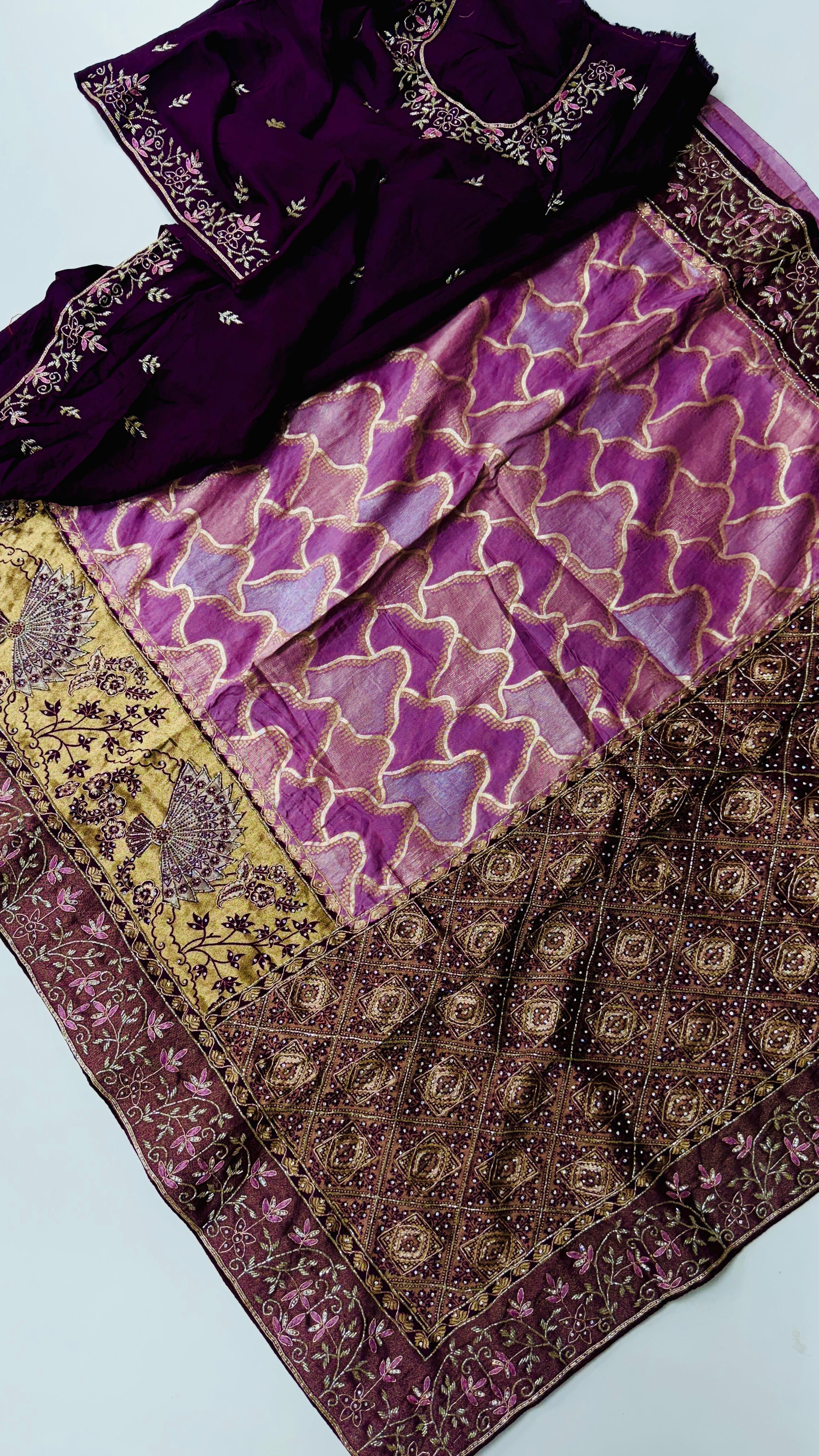 Pure Benarsi  with maggam work saree