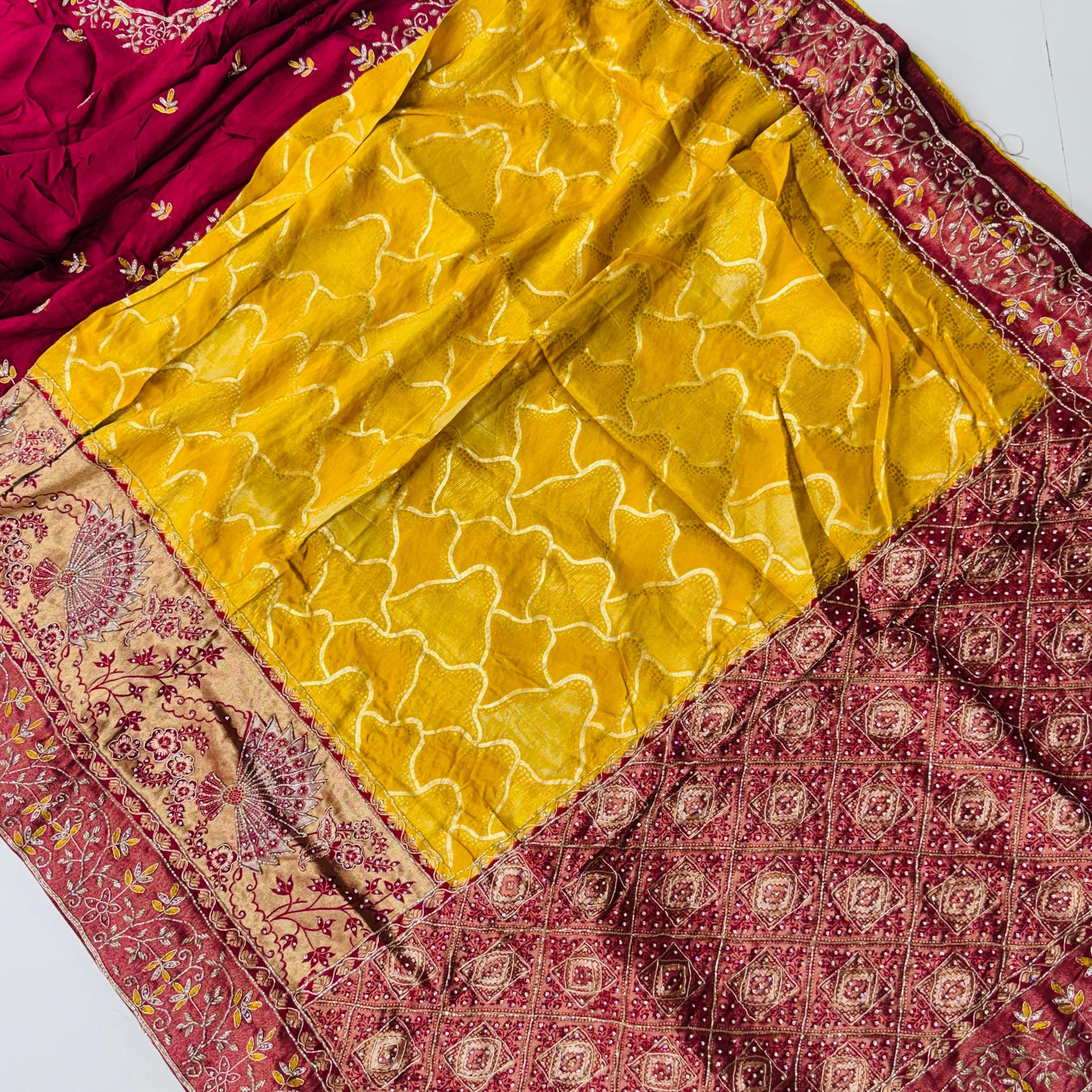 Pure satin benarasi with maggam work saree