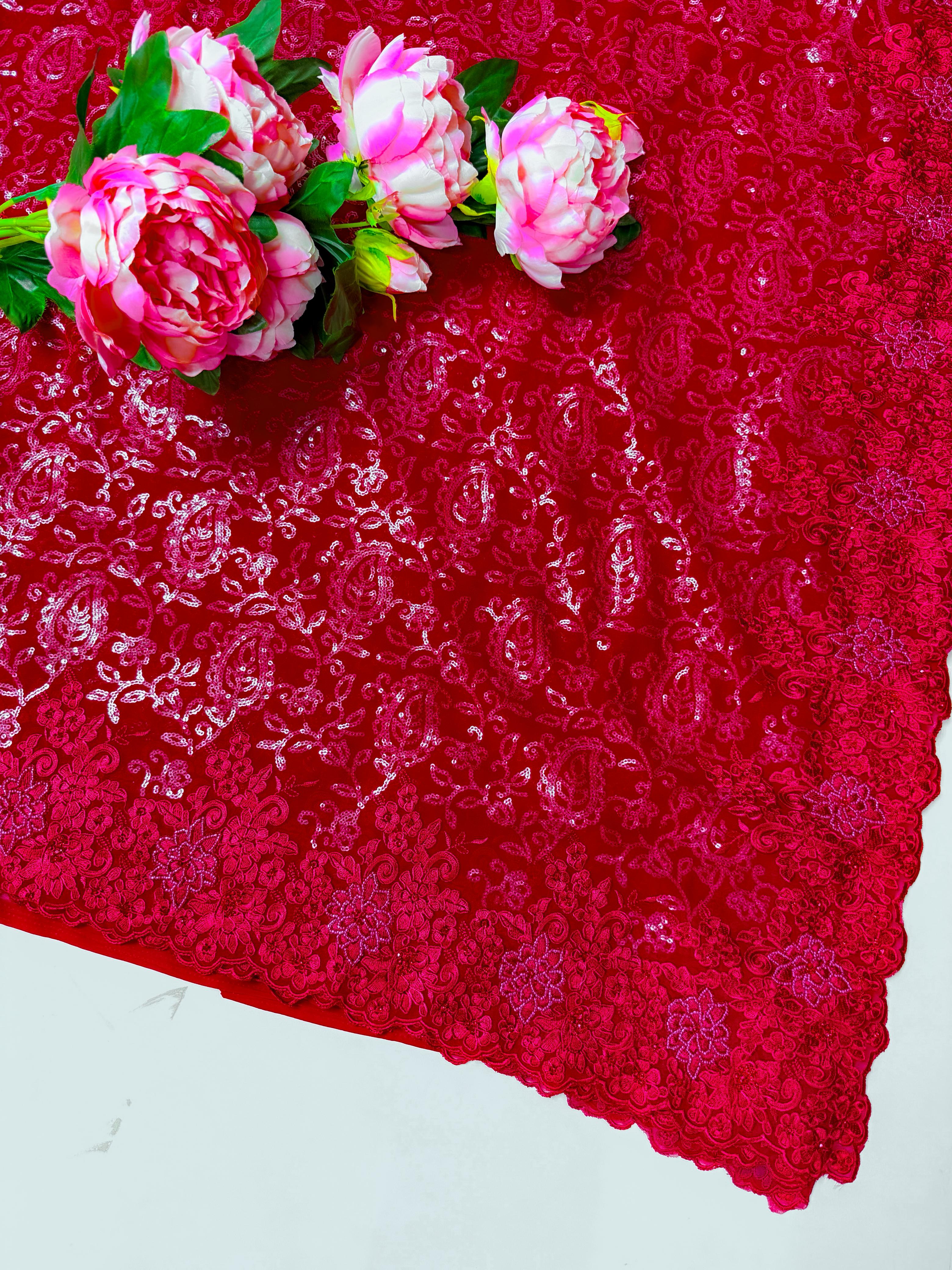 Pure georgate  saree with heavy work