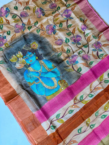 Premium handloom tussar  with vegetable colors dien