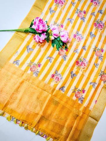 Chenderi with soft lenine saree