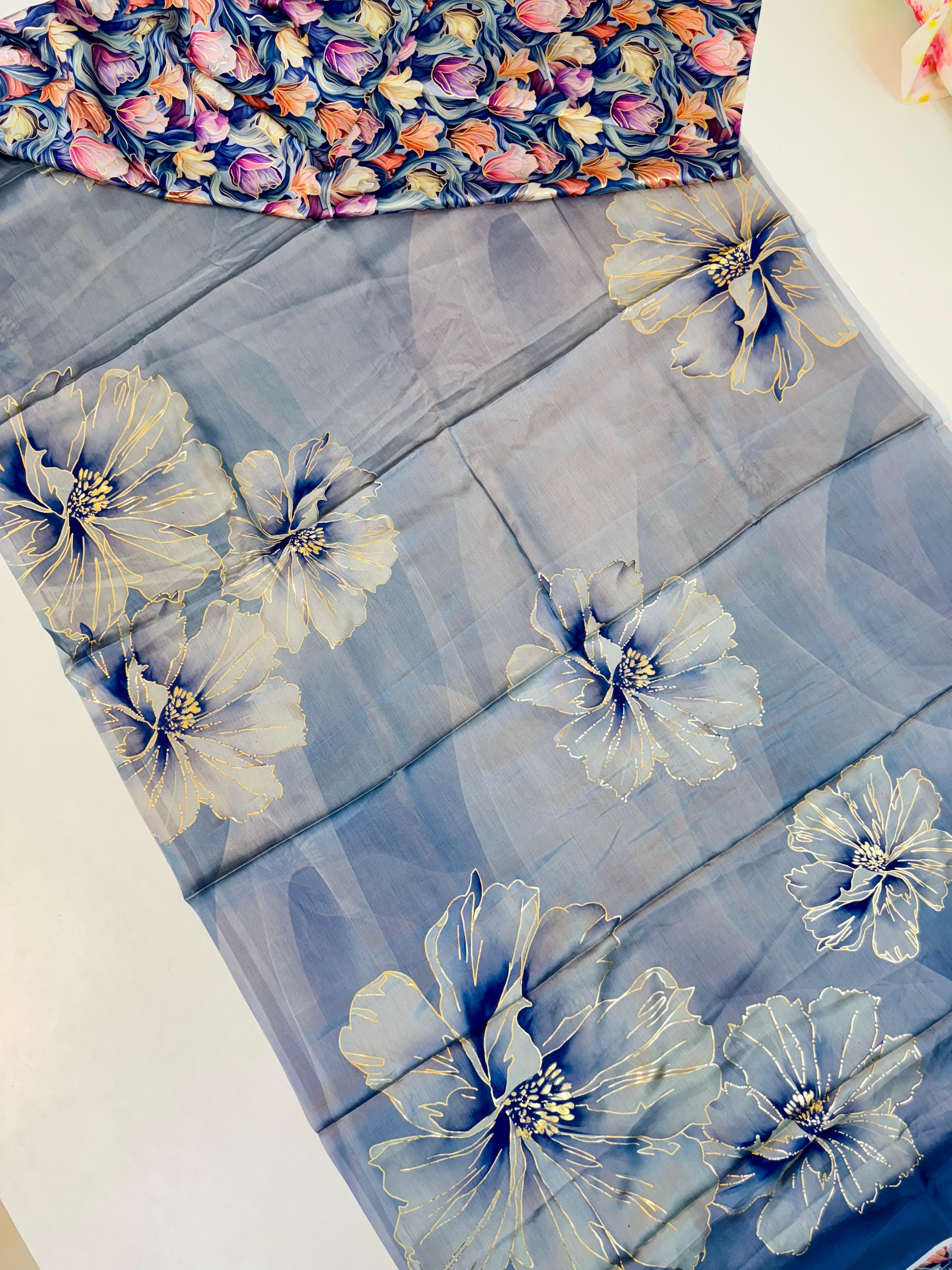 Micro Gold Printed Sarees