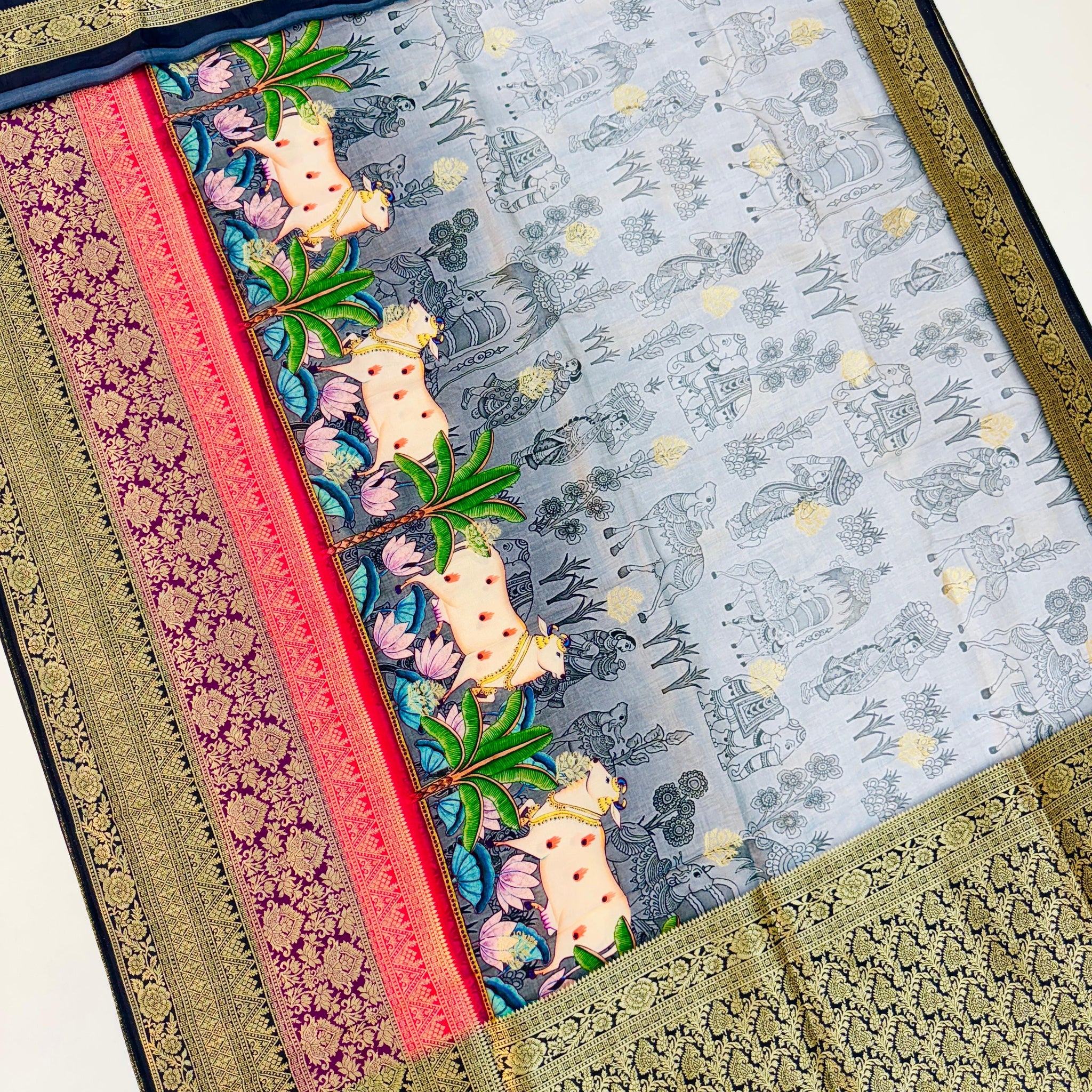 New Pattern Triple Border Saree