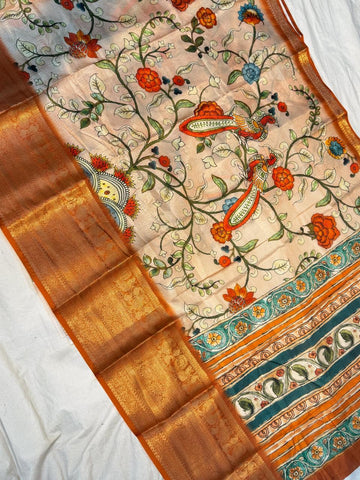 Kalankari With Fancy Kanchi Border Saree