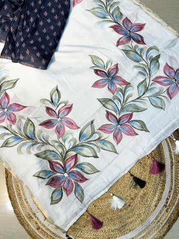 Pure Cotton Lenin Saree
