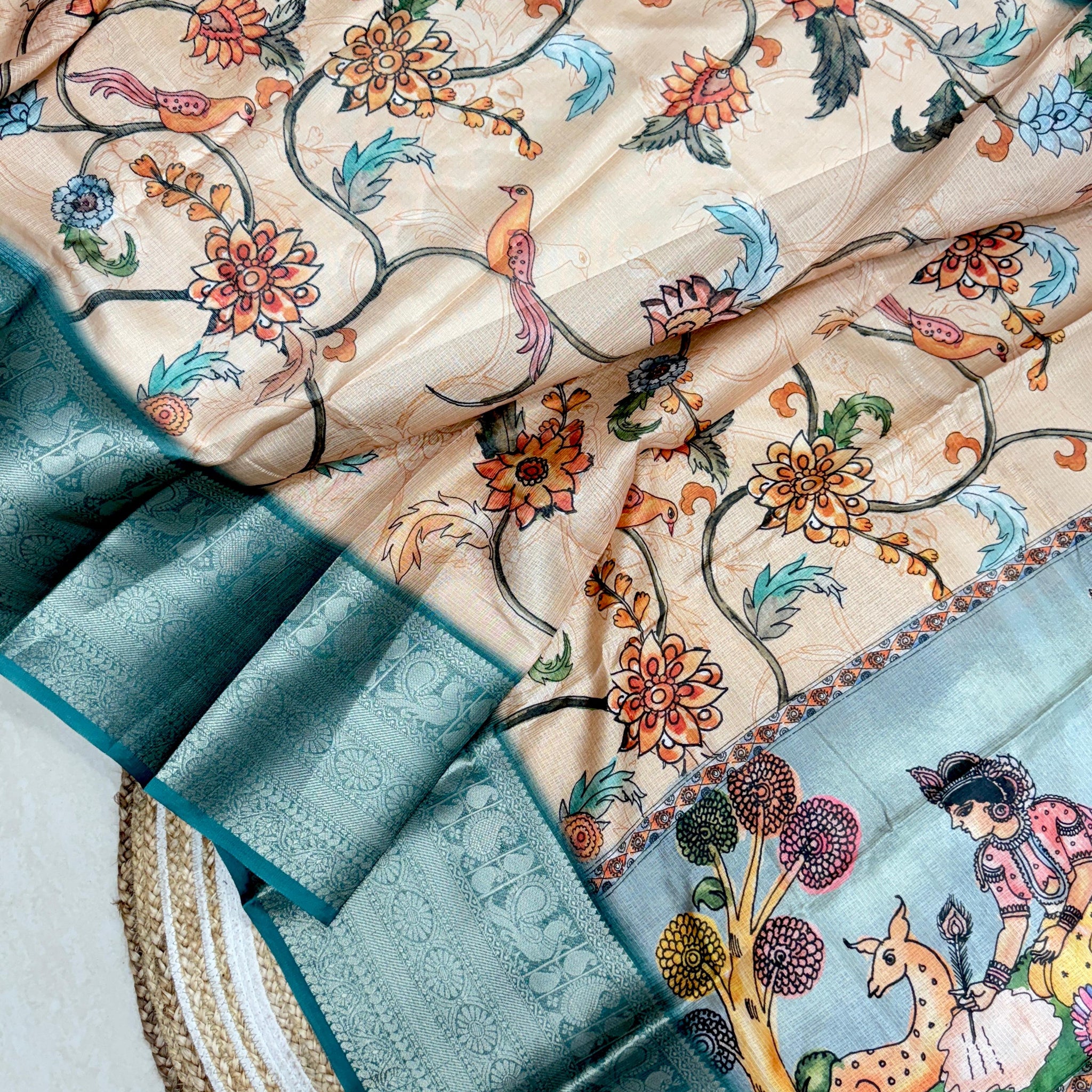 Kalankari with Pattu Border Saree